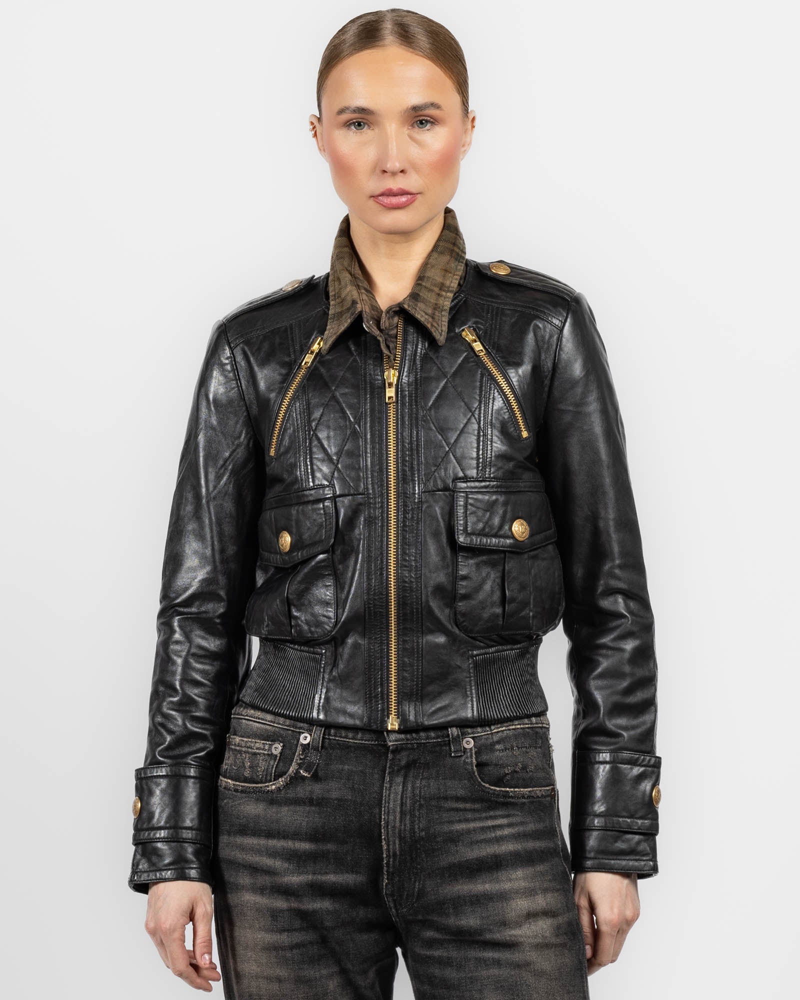 Leather Shrunken Jacket