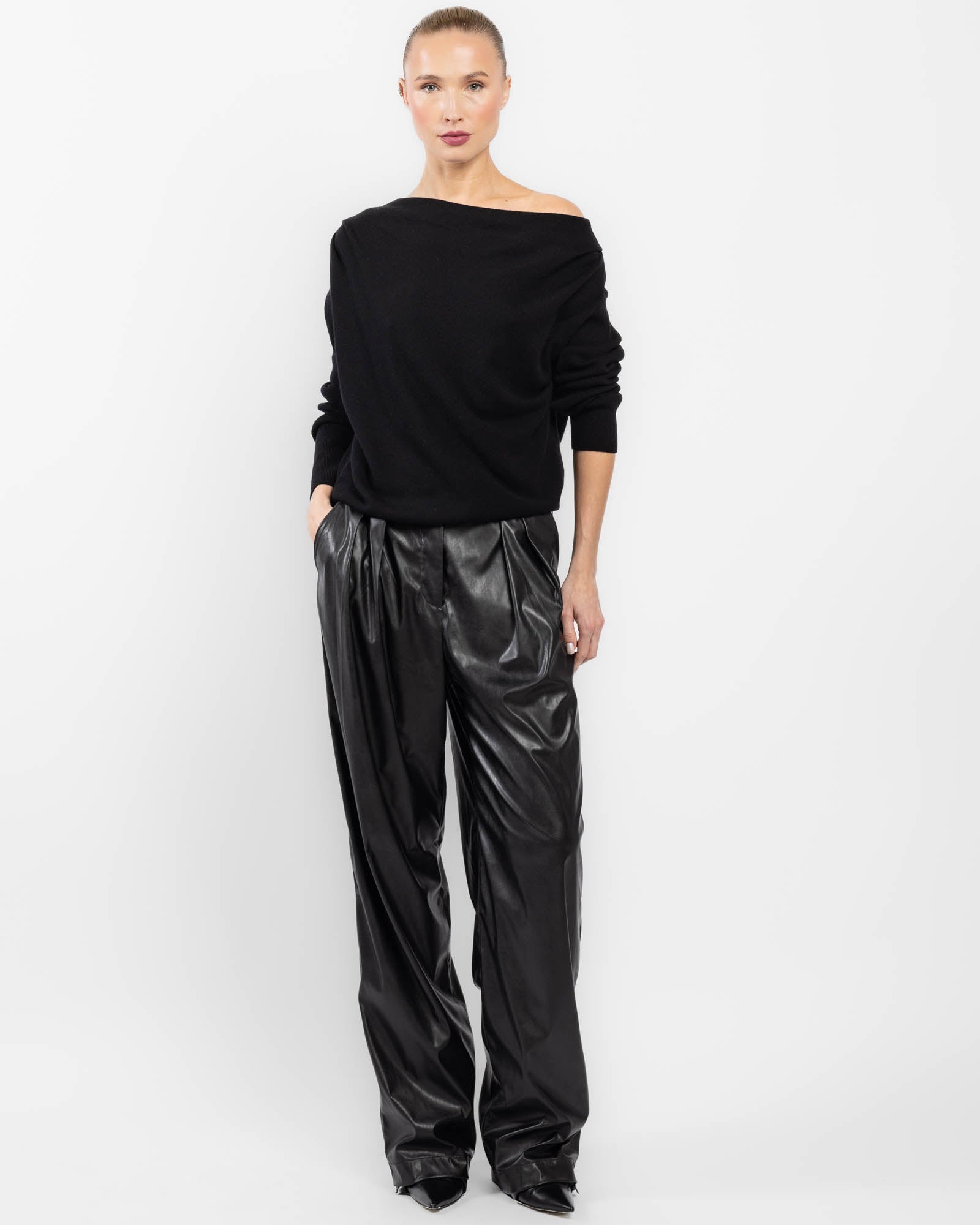 Long Sleeve Asymmetrical Drape Sweater