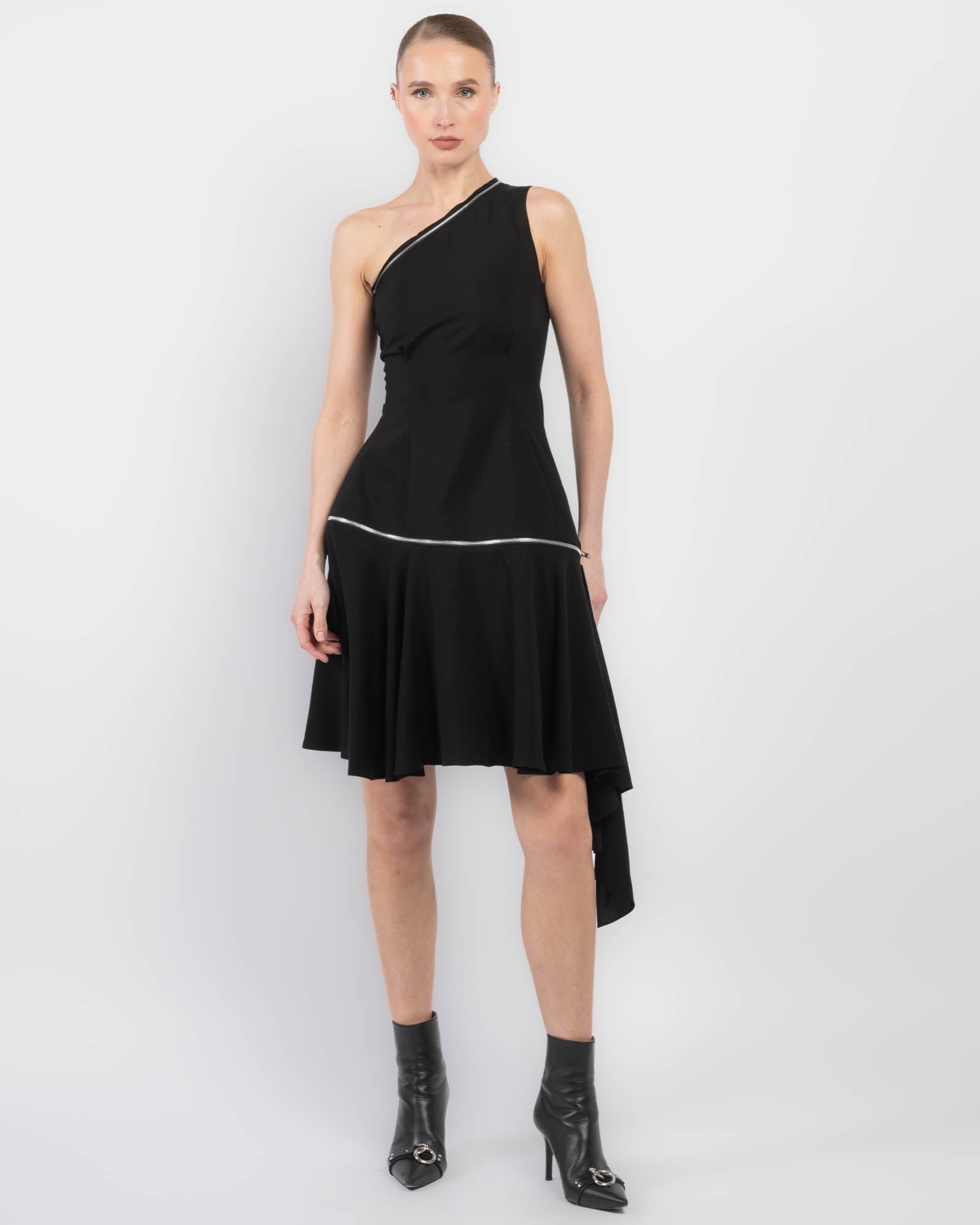 Zip One-Shoulder Dress