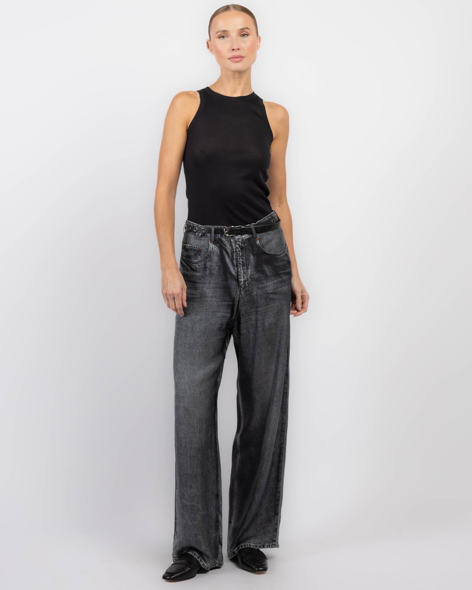 Denim Printed Pants