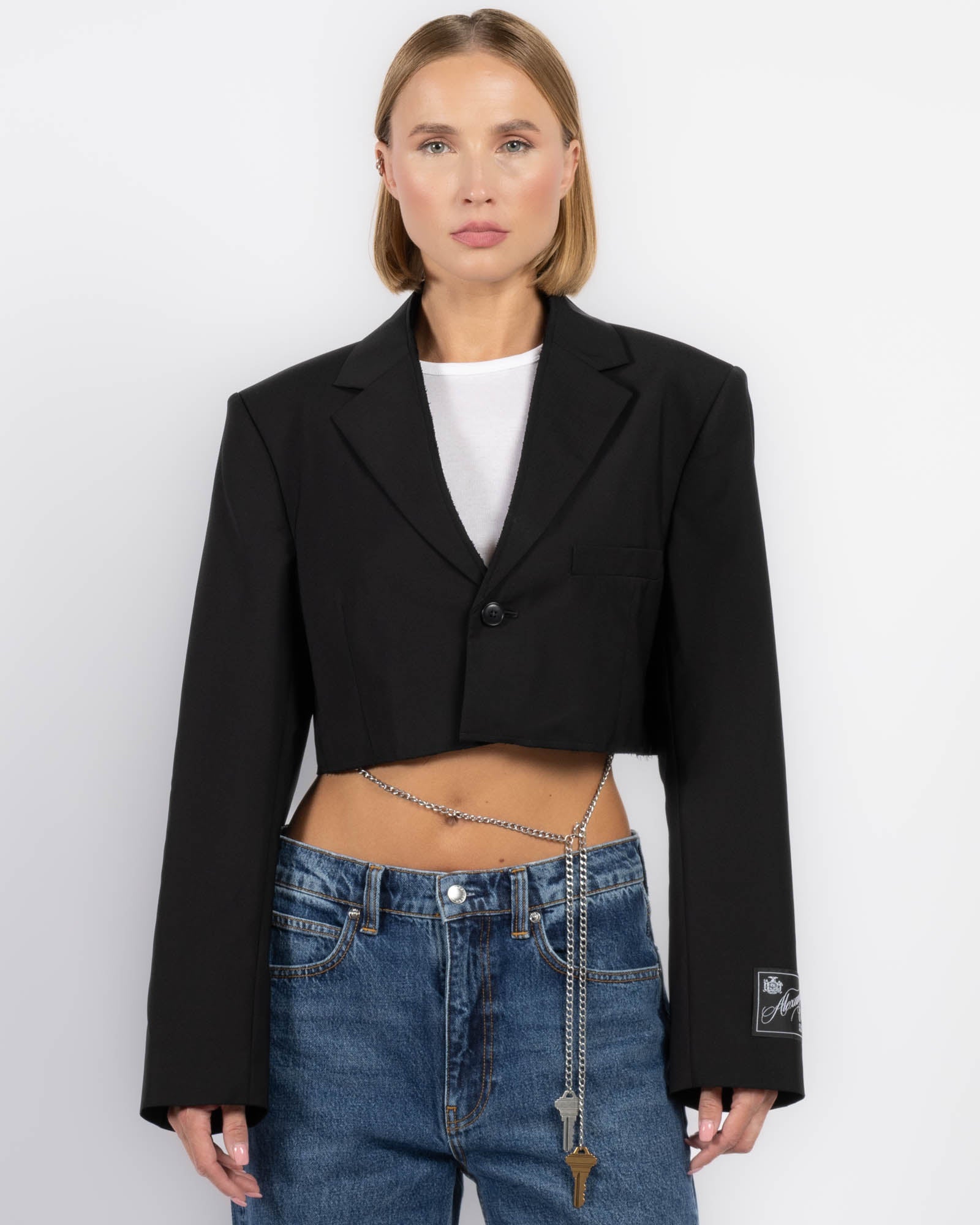 Cropped Blazer With Chain