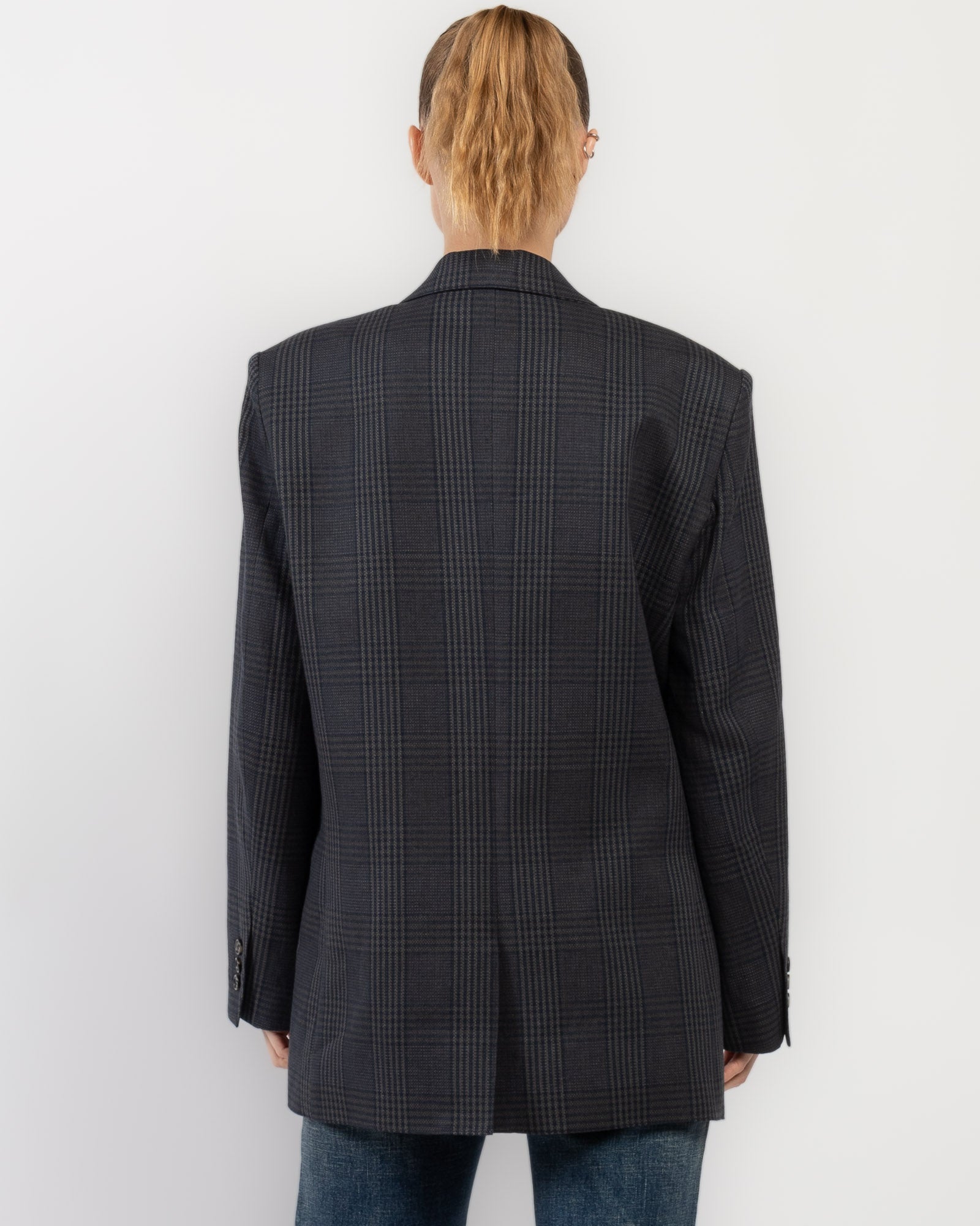 Double-Breasted Peaked Lapel Blazer