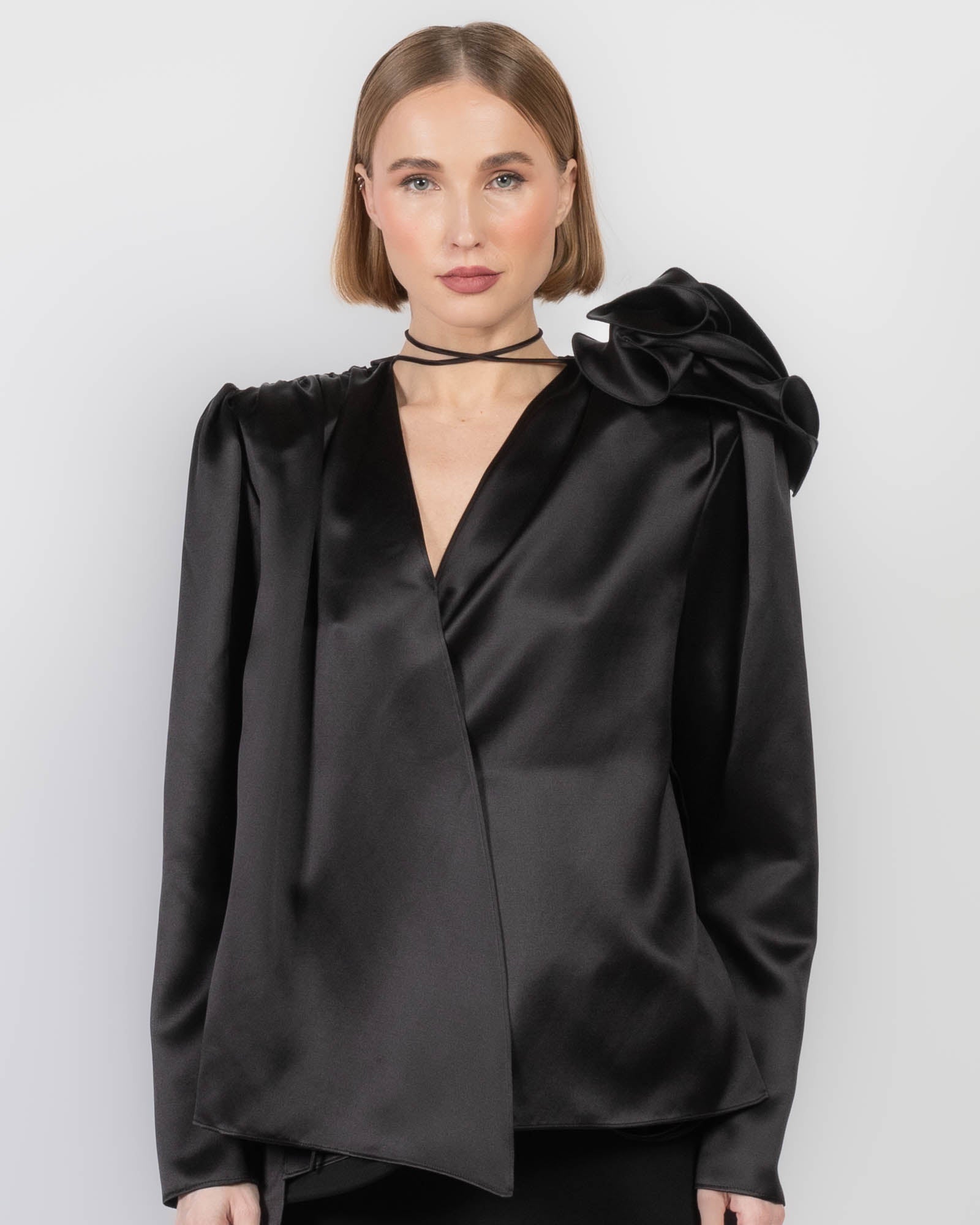 Chemisier à fleurs froncées