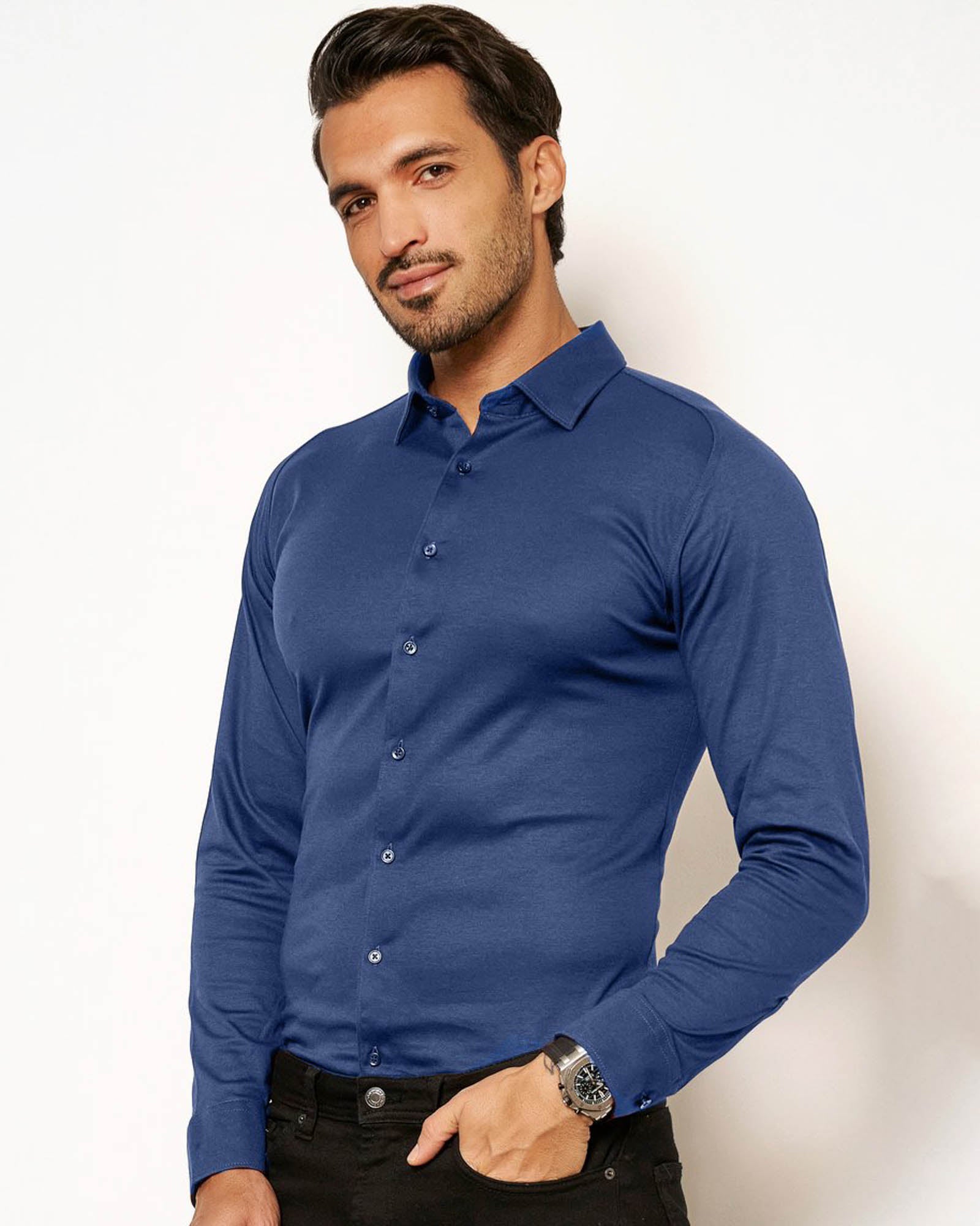 Long Sleeve Solid Pique Shirt