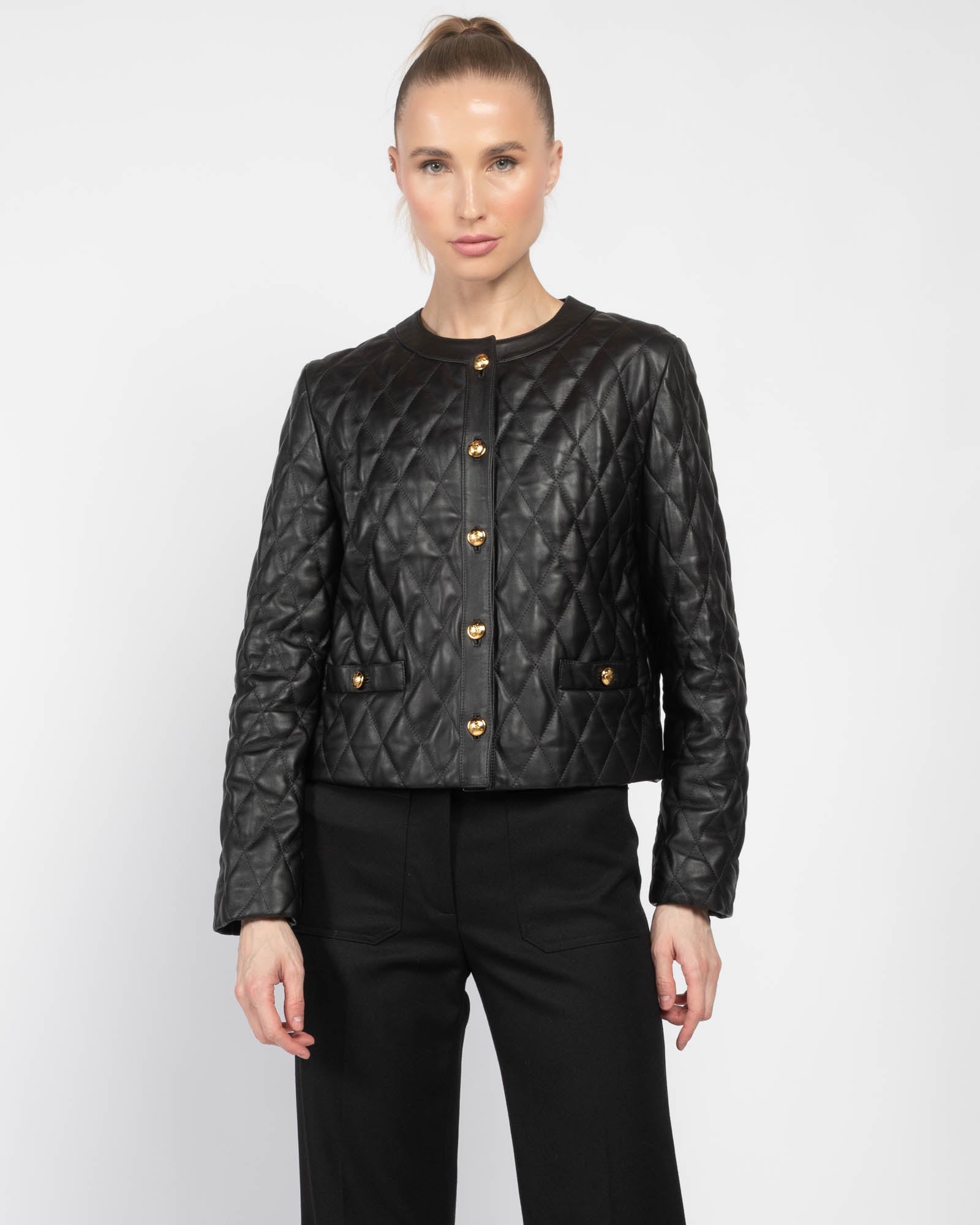 Veste en cuir matelassée Amy