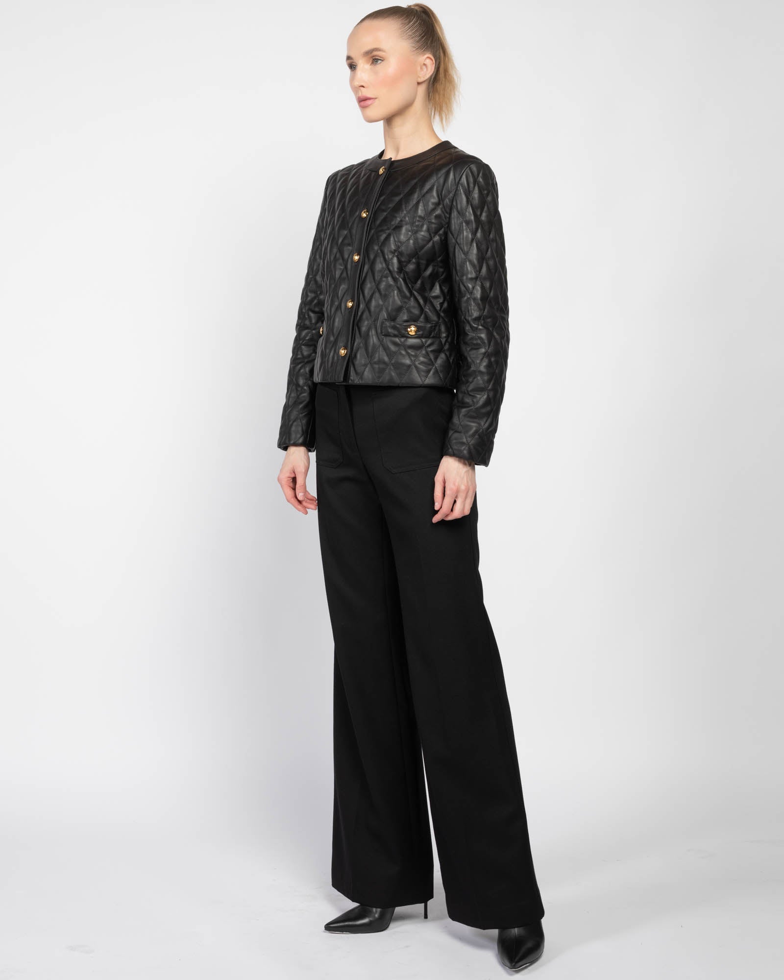 Veste en cuir matelassée Amy
