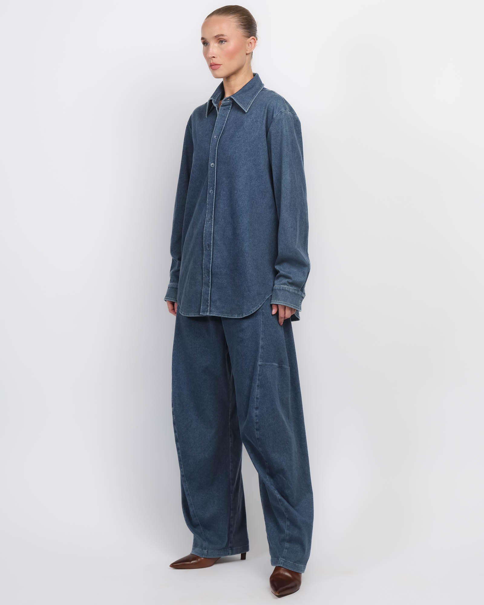 Stretch Denim Easy Shirt