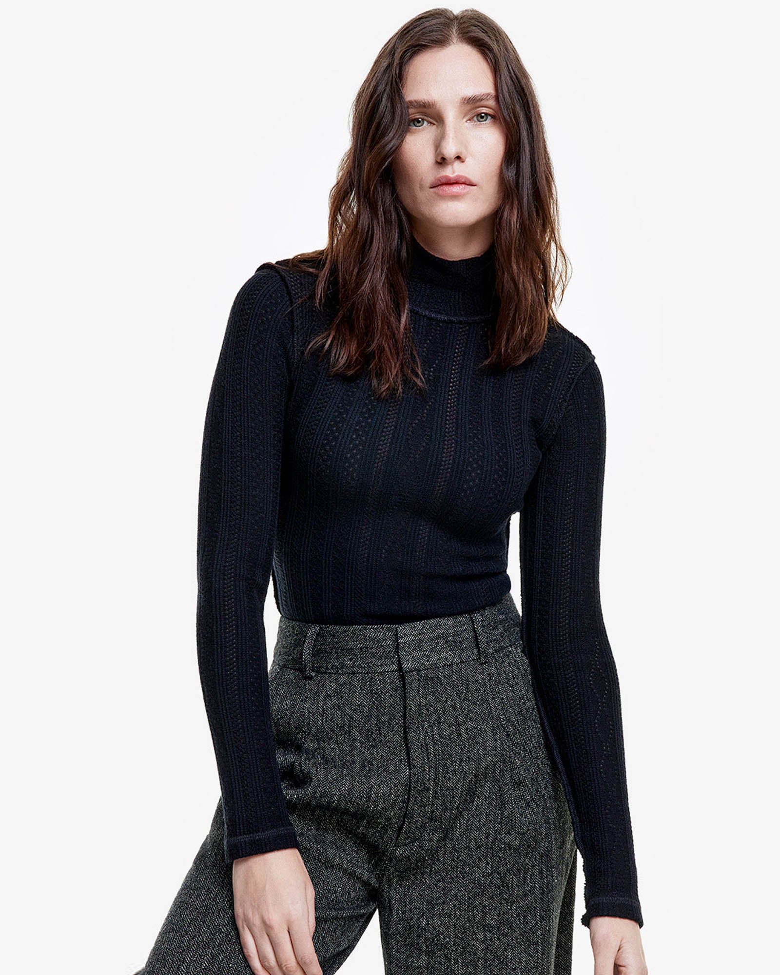 Pointelle Turtleneck Sweater