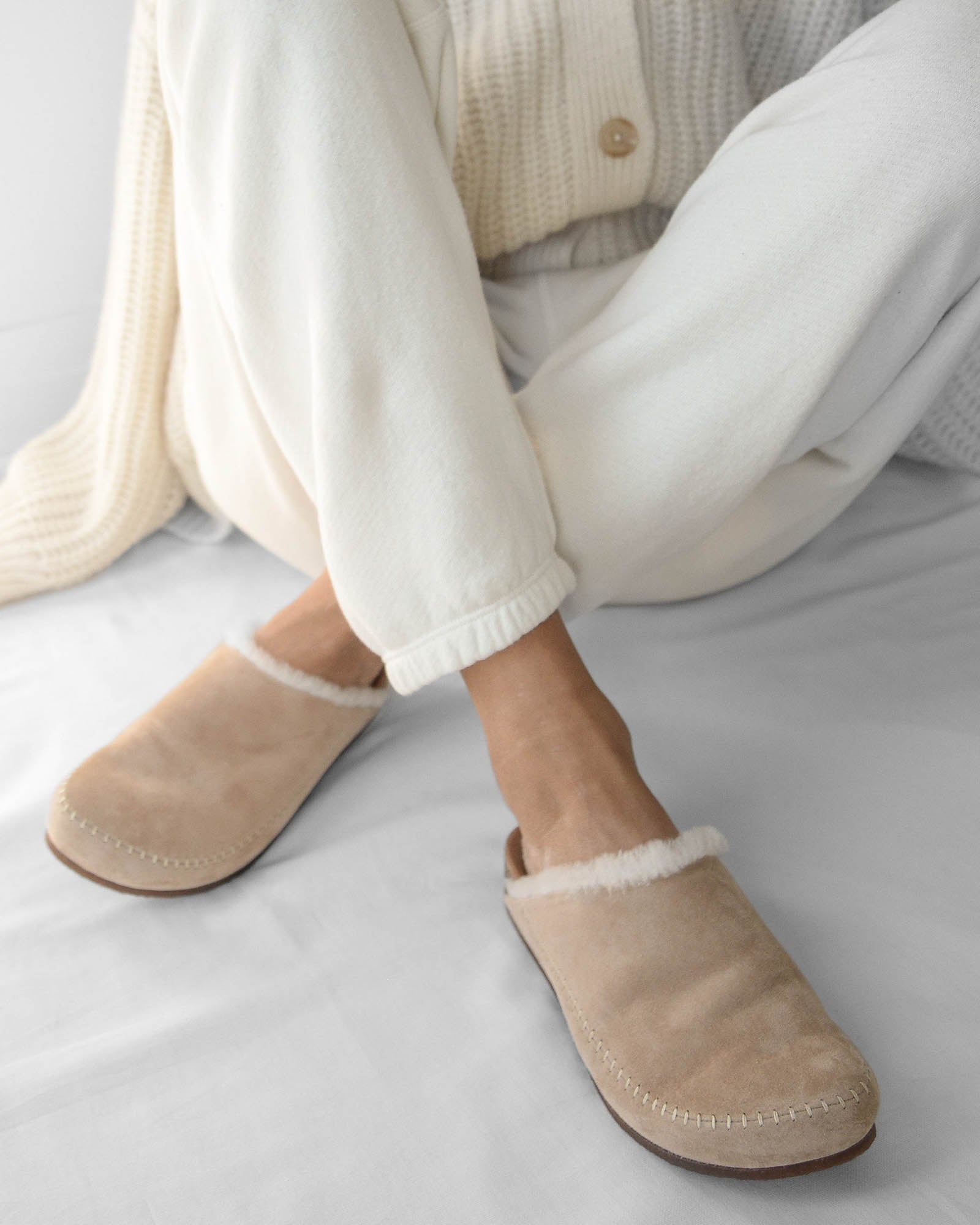 Sabots mocassins doublés en peau lainée