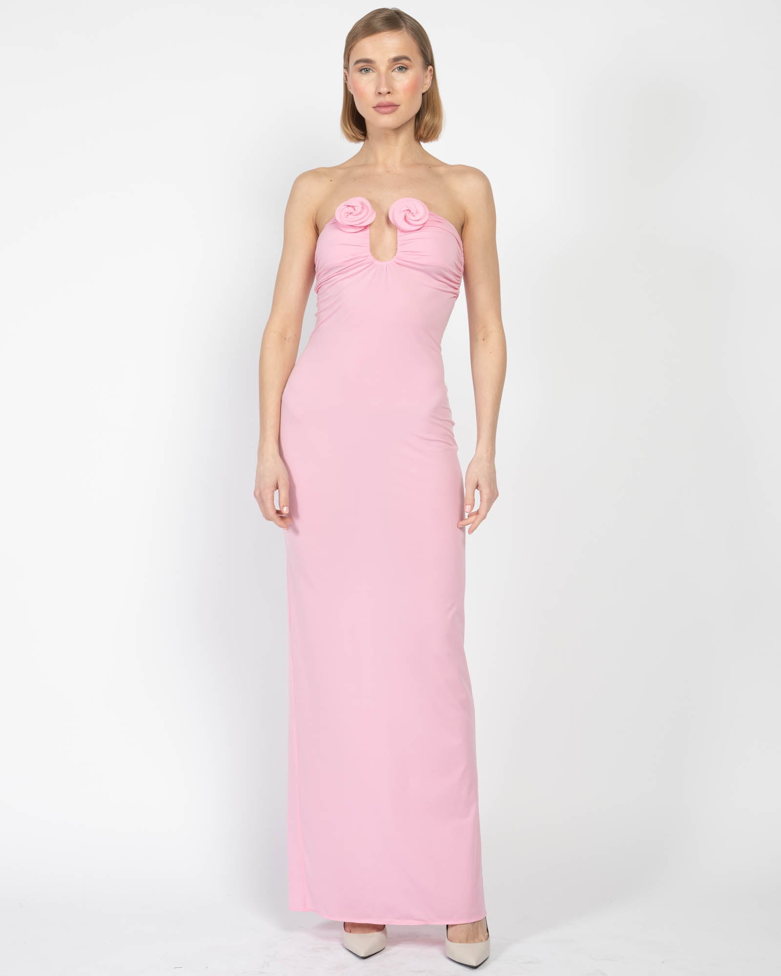 Strapless Flower Maxi Dress