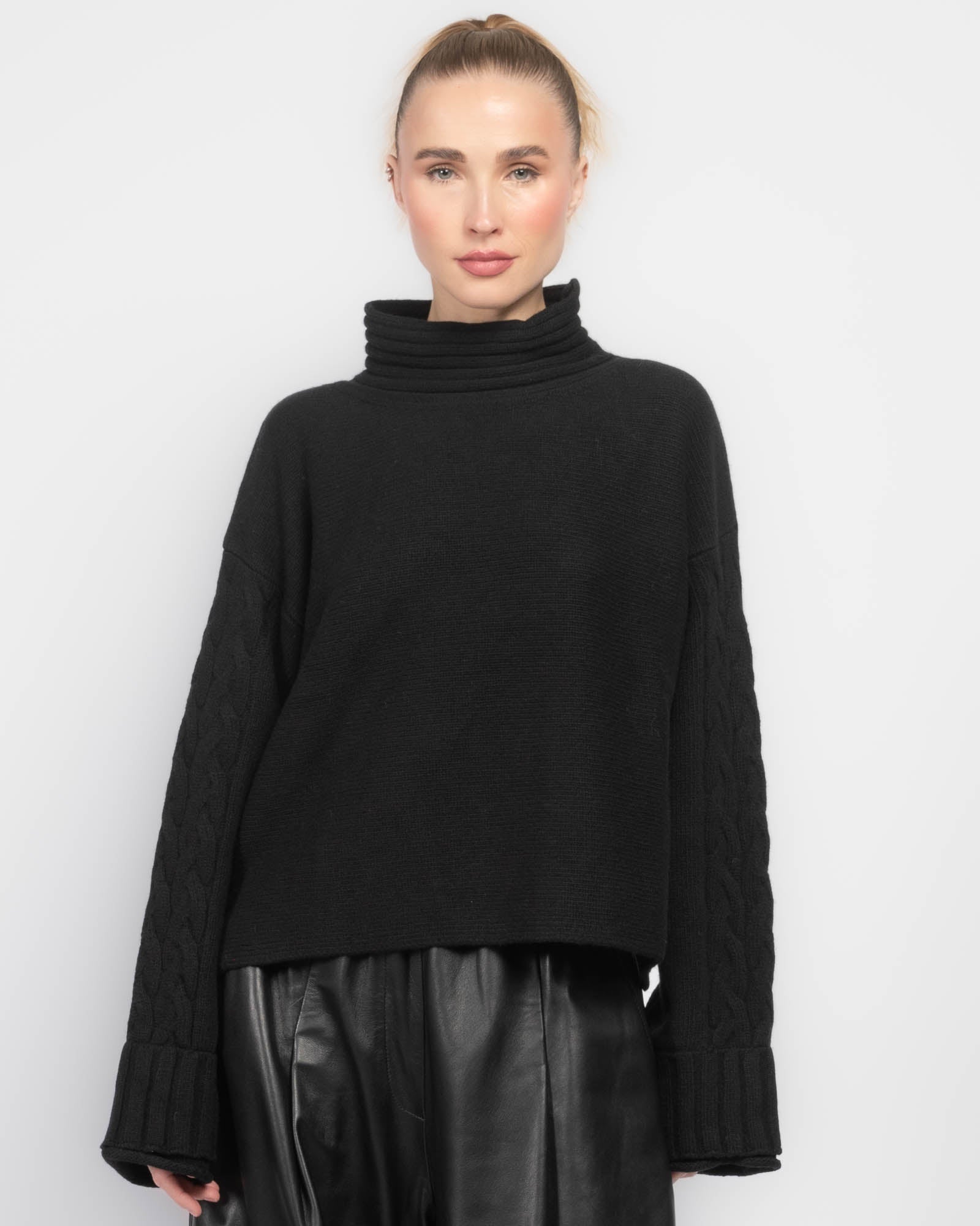 Double Cuff Crop Sweater