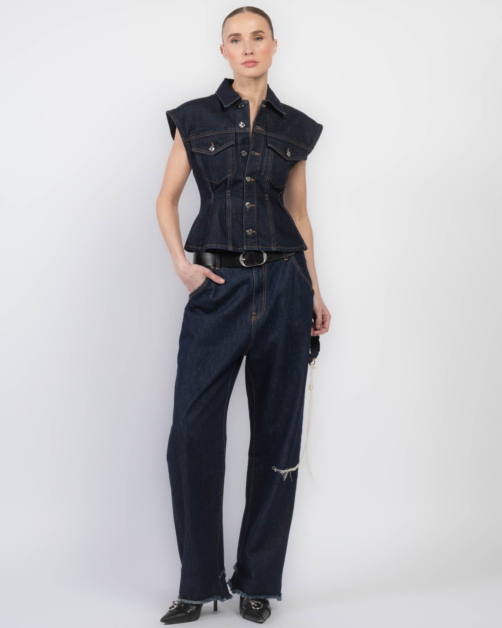 The Nipped Denim Vest