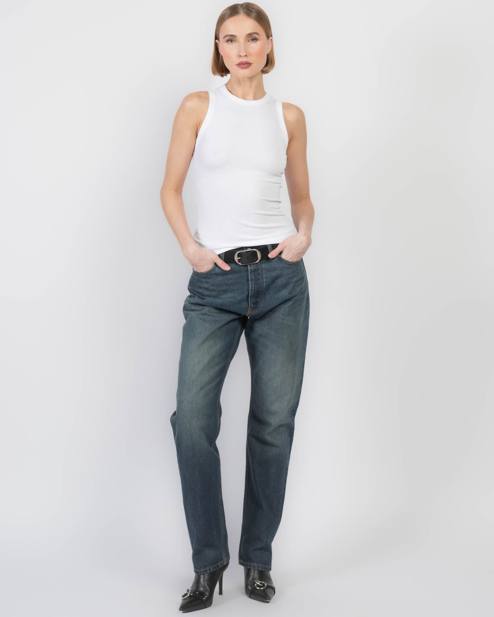 Ribbed High Neck Tank