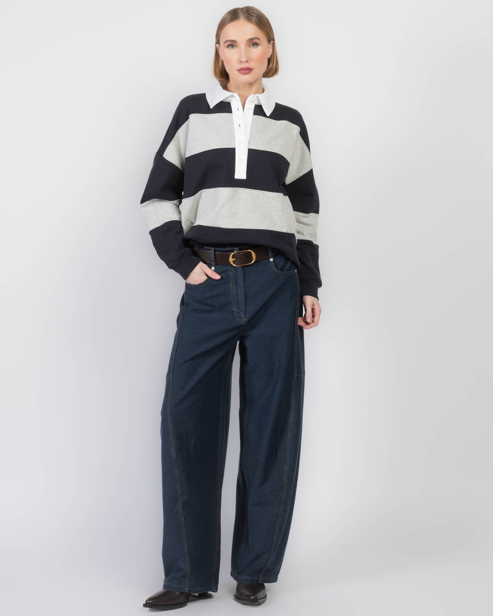 Barrel Denim Knit Jeans