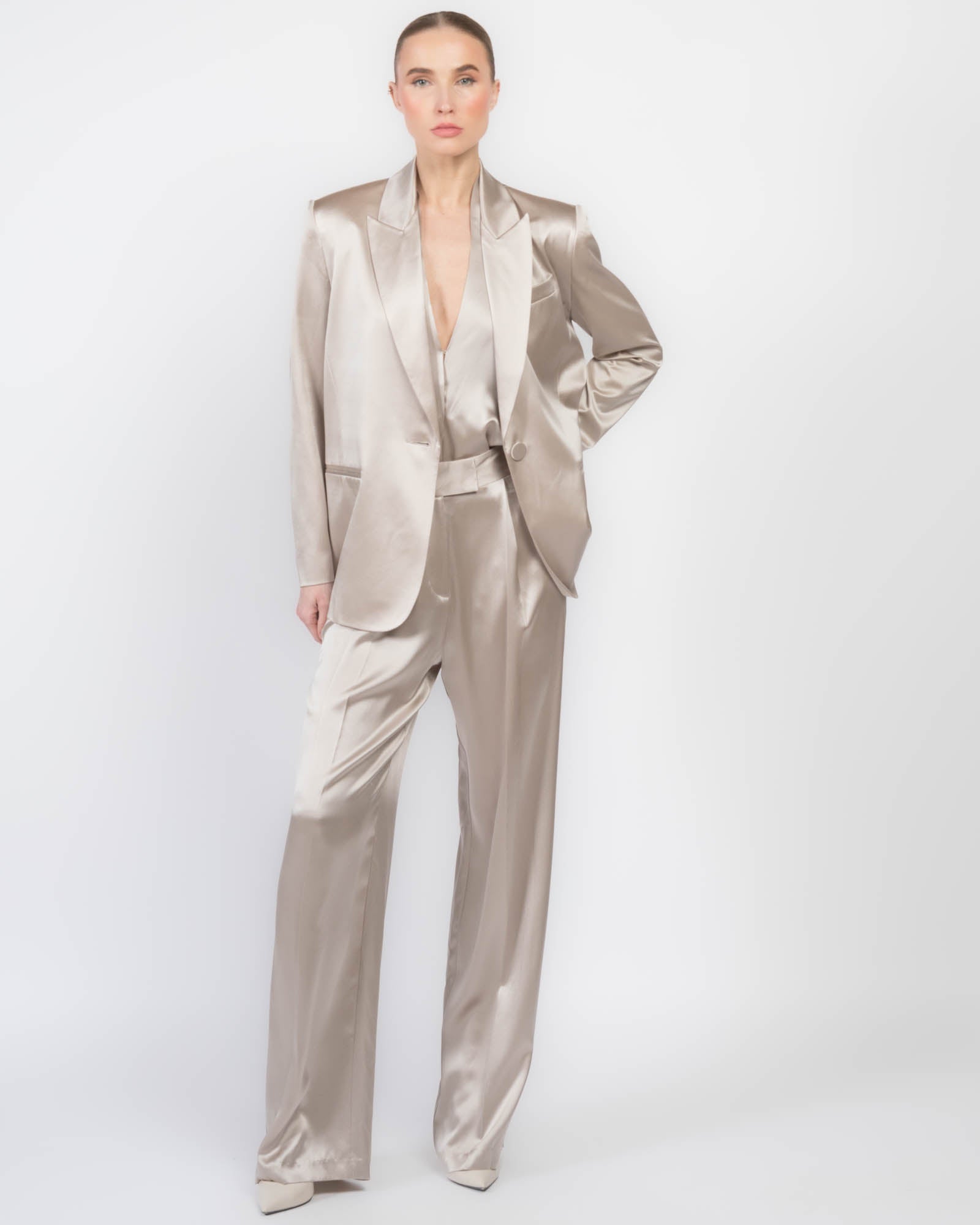 Blazer en soie surdimensionné