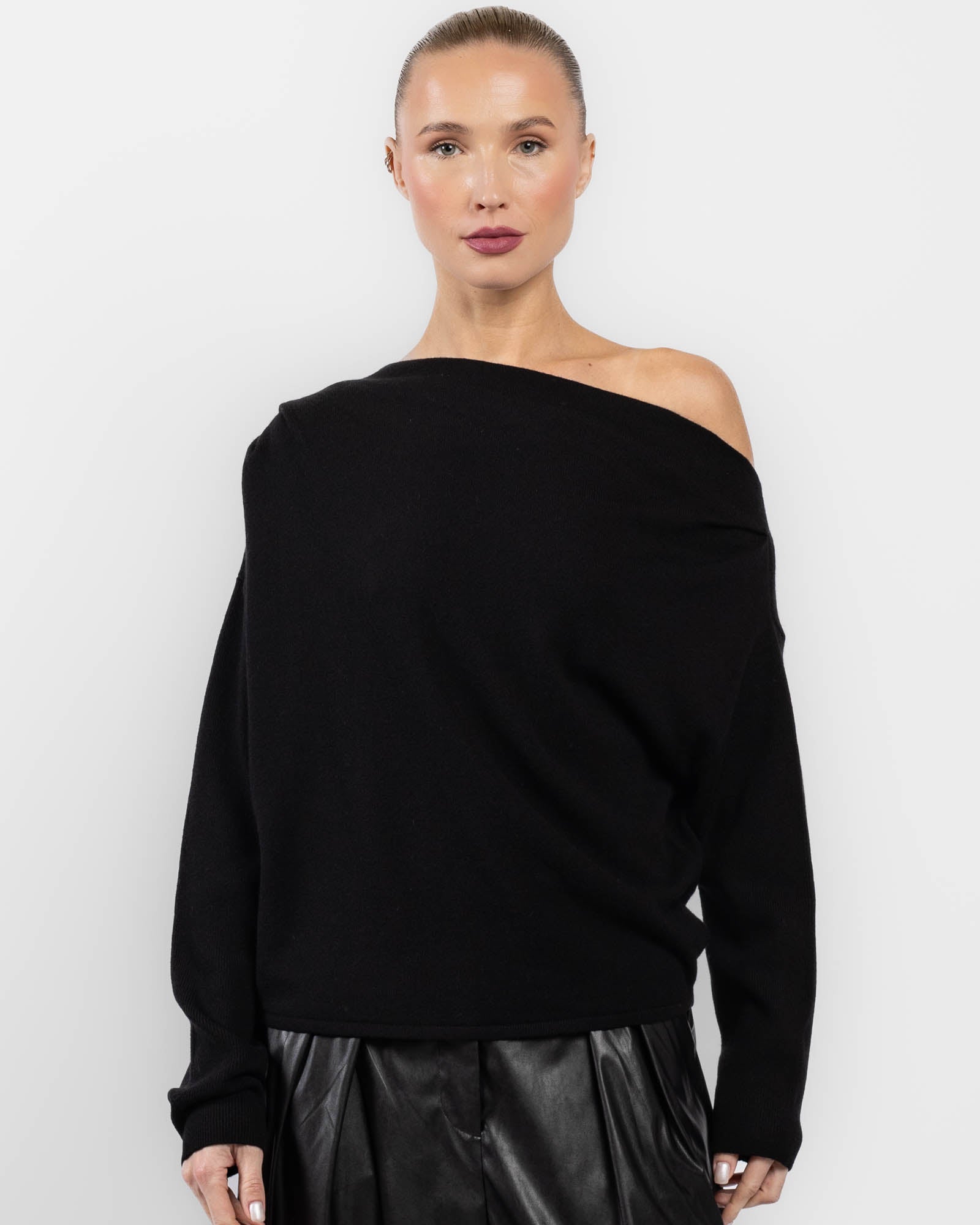 Long Sleeve Asymmetrical Drape Sweater
