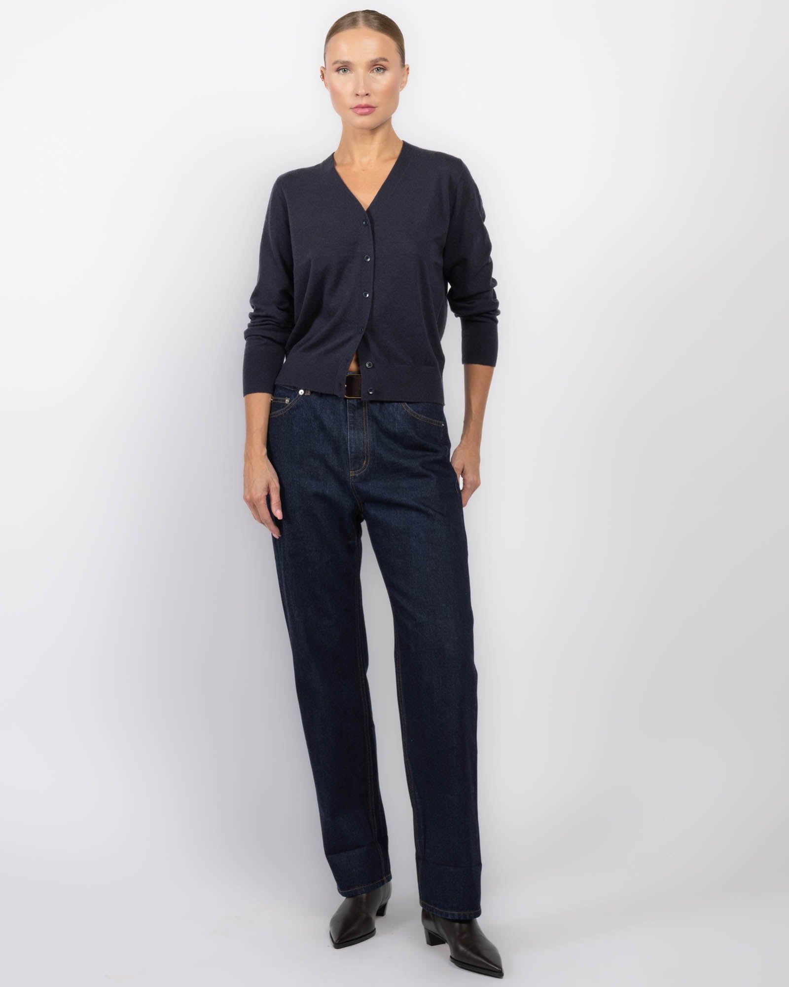 Skinlike V-Neck Button Cardigan