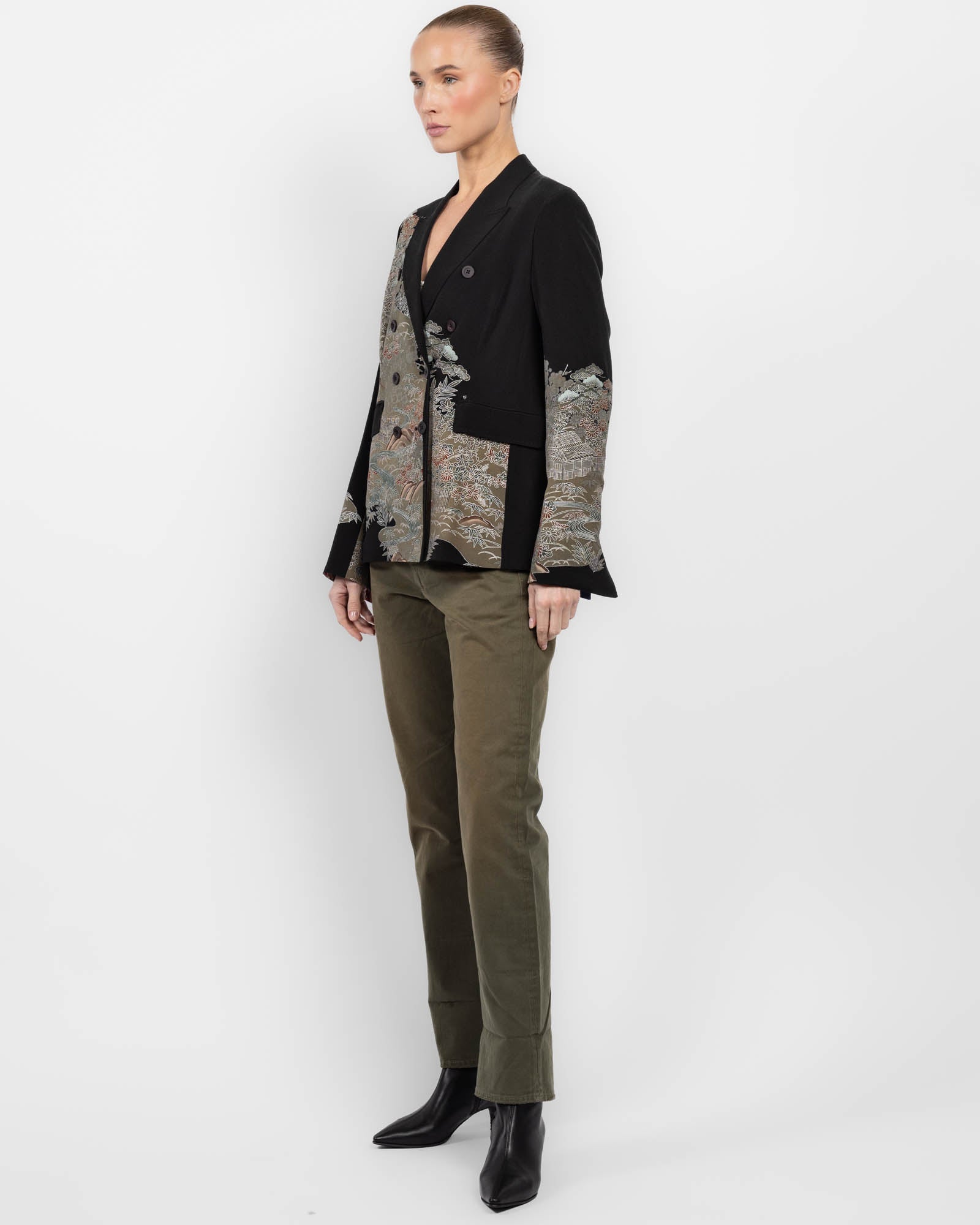 Double-Breasted Overdyed Kimono Jacket