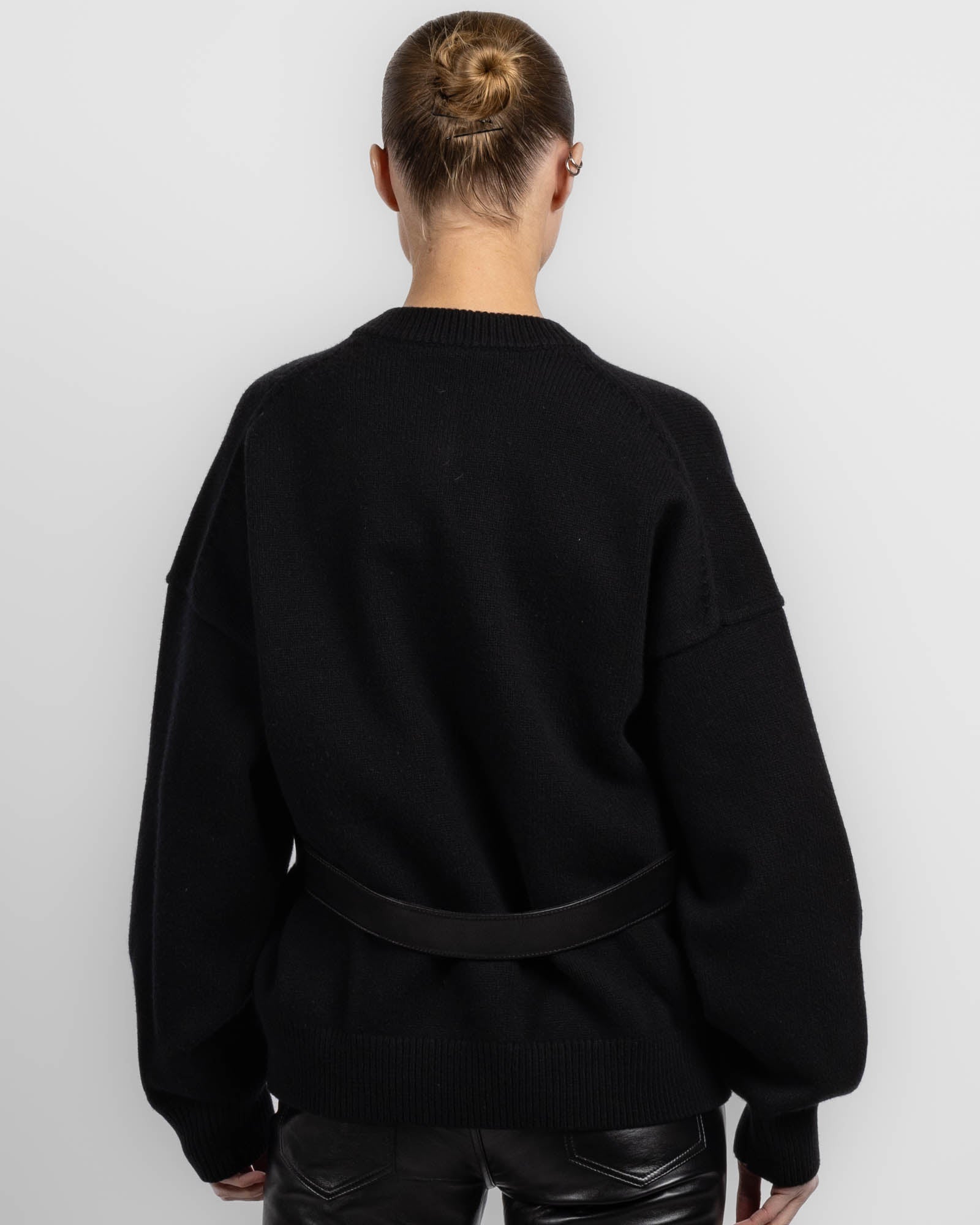 Leather Tab Cardigan