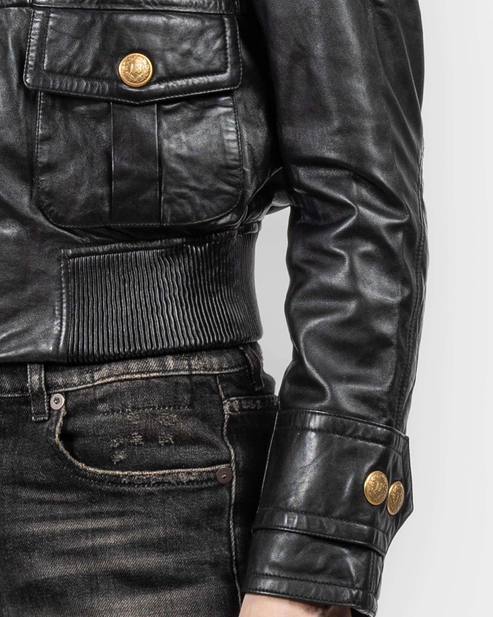 Leather Shrunken Jacket