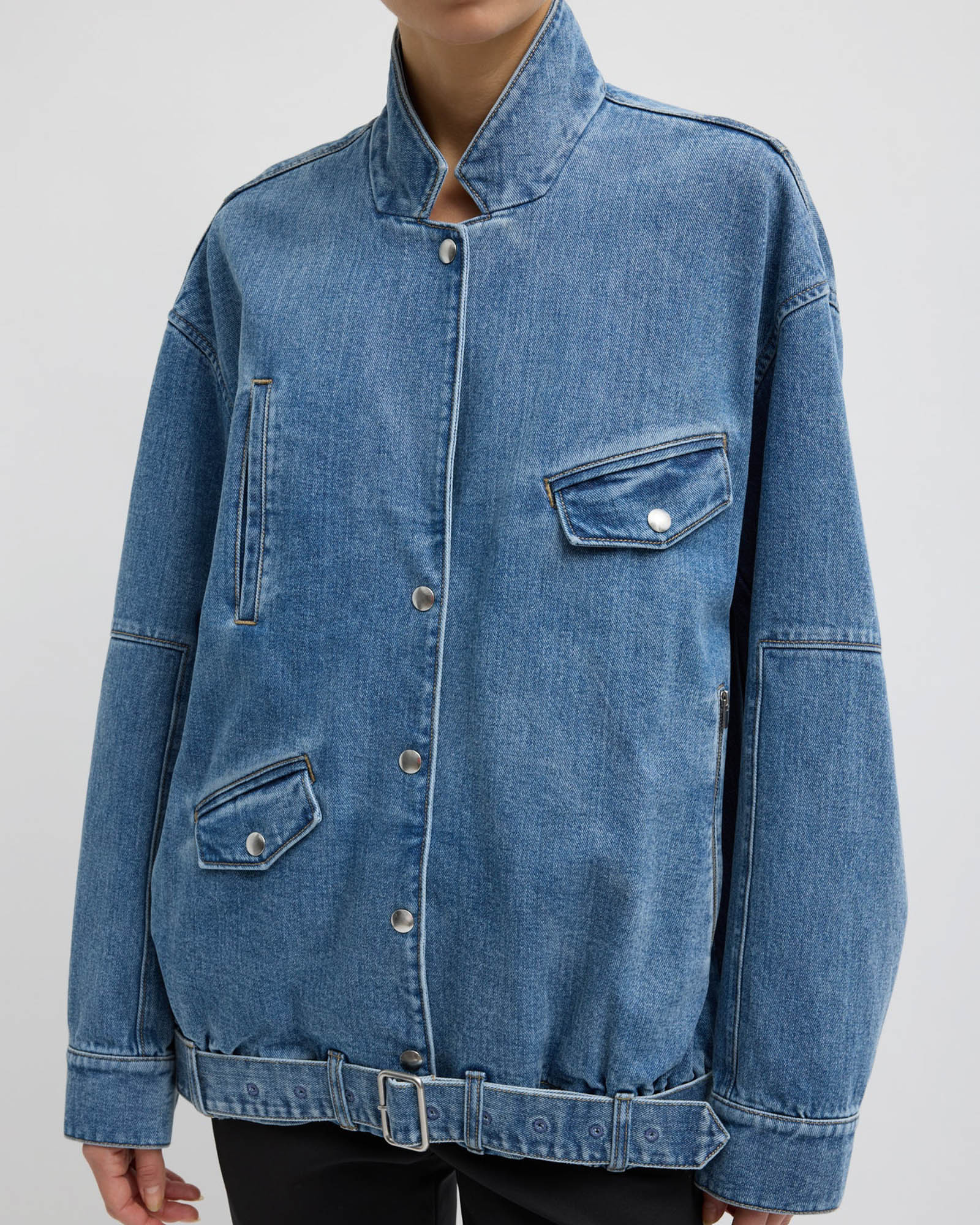Denim Moto Bomber