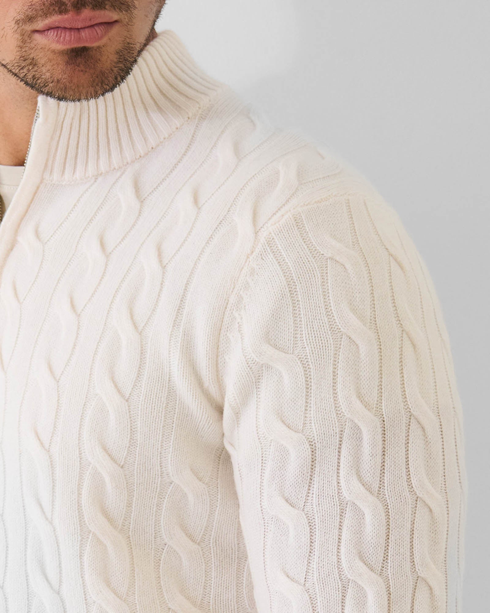Textured Quarter Zip Mock Neck