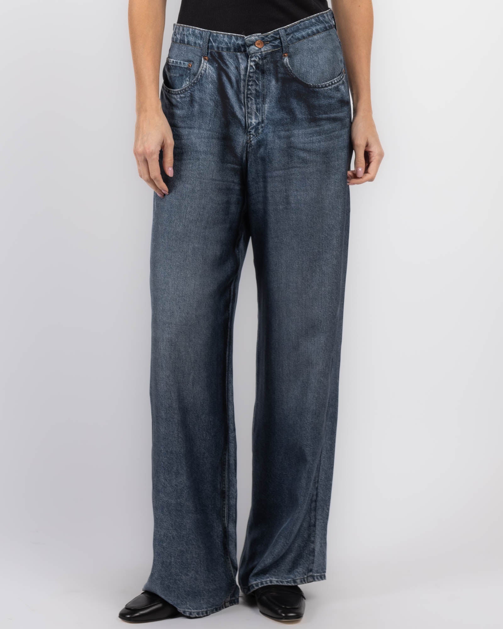 Denim Printed Pants