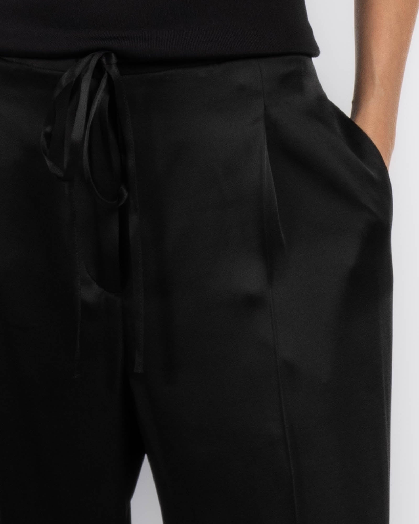 Relaxed Drawstring Satin Pants