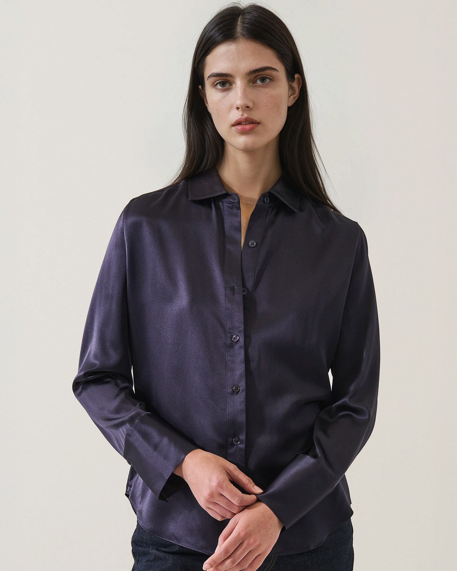 Long Silk Satin Shirt