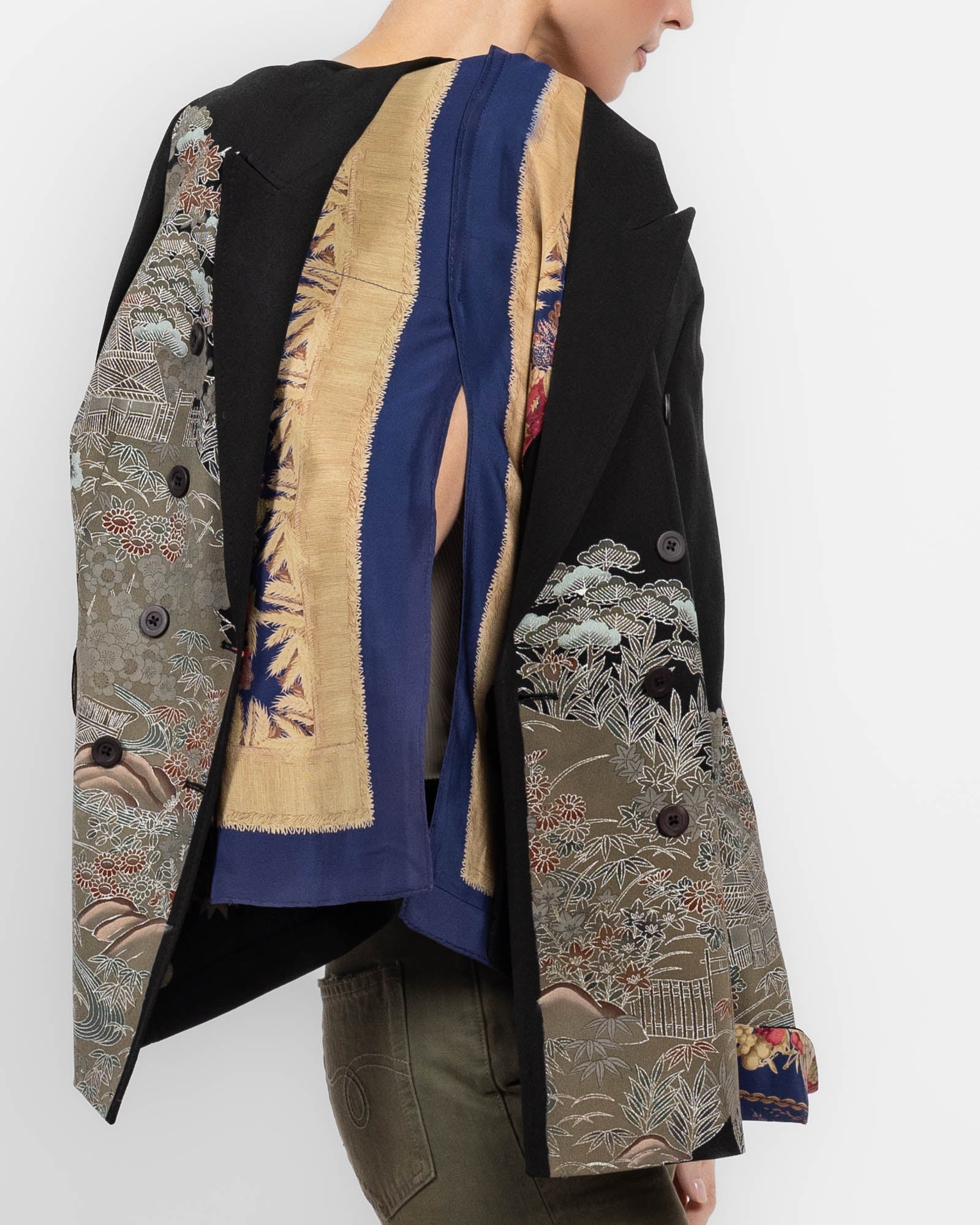 Double-Breasted Overdyed Kimono Jacket