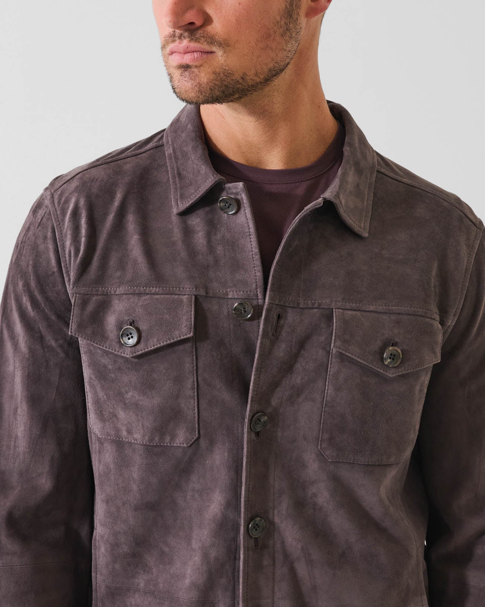 Veste chemise utilitaire en daim