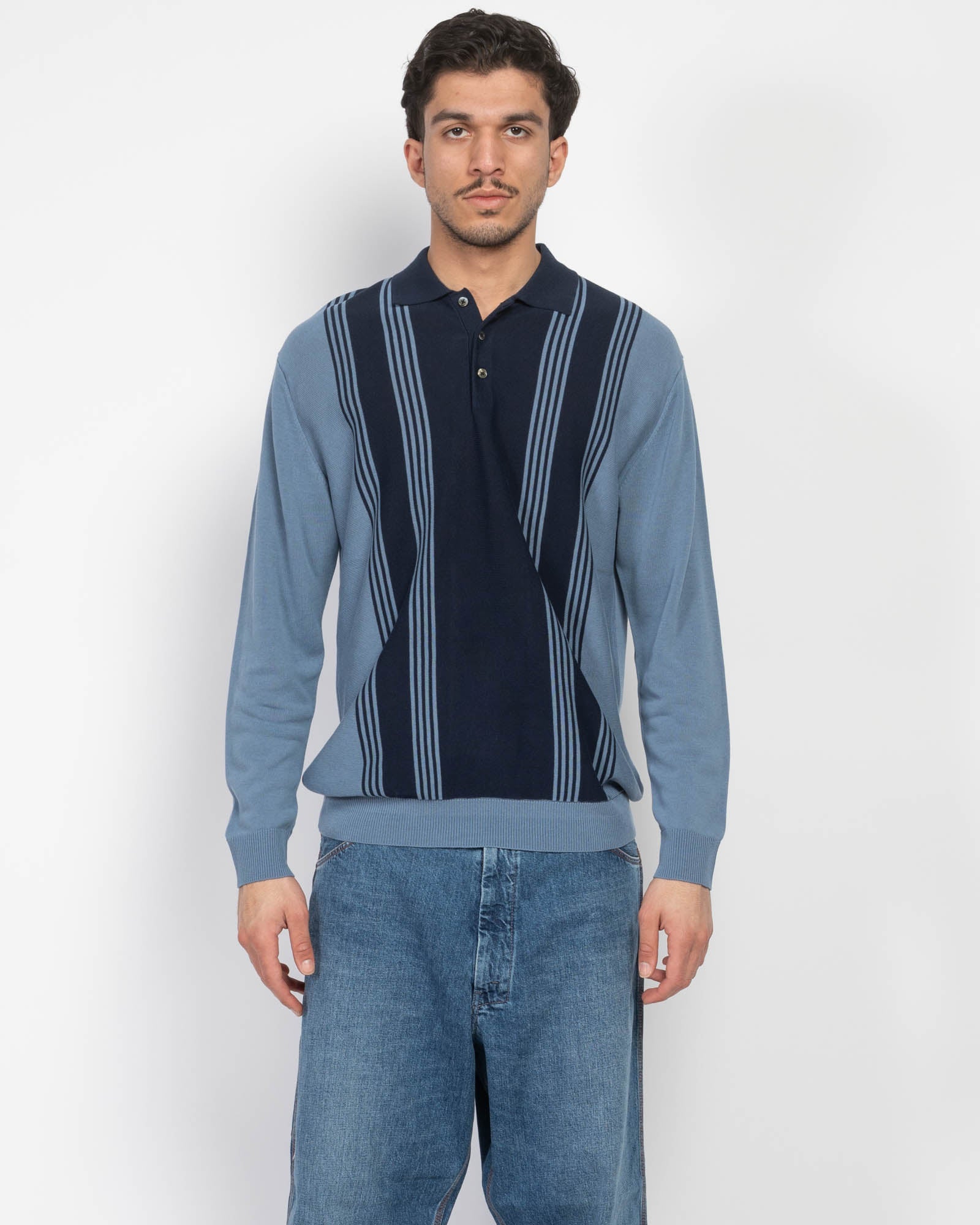 Polo à rayures en tricot 12G