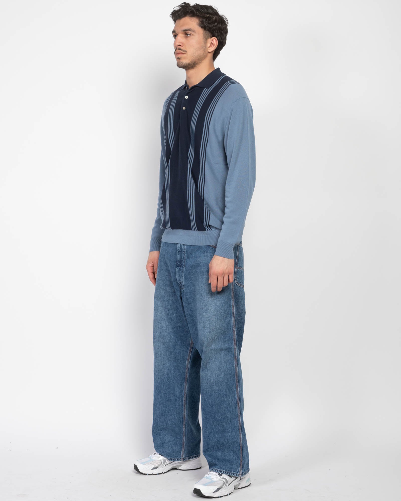 Polo à rayures en tricot 12G