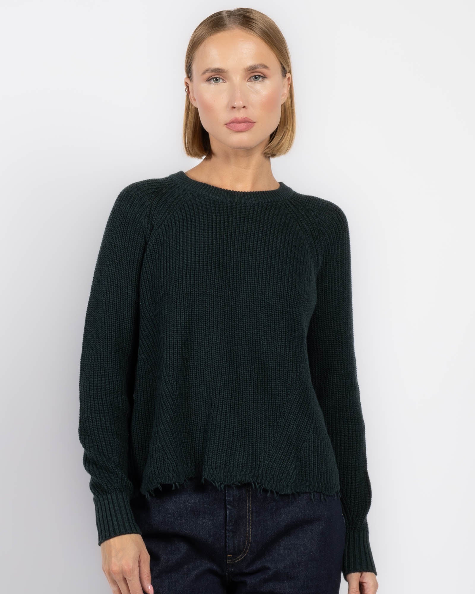 Distressed Scallop Shaker Sweater