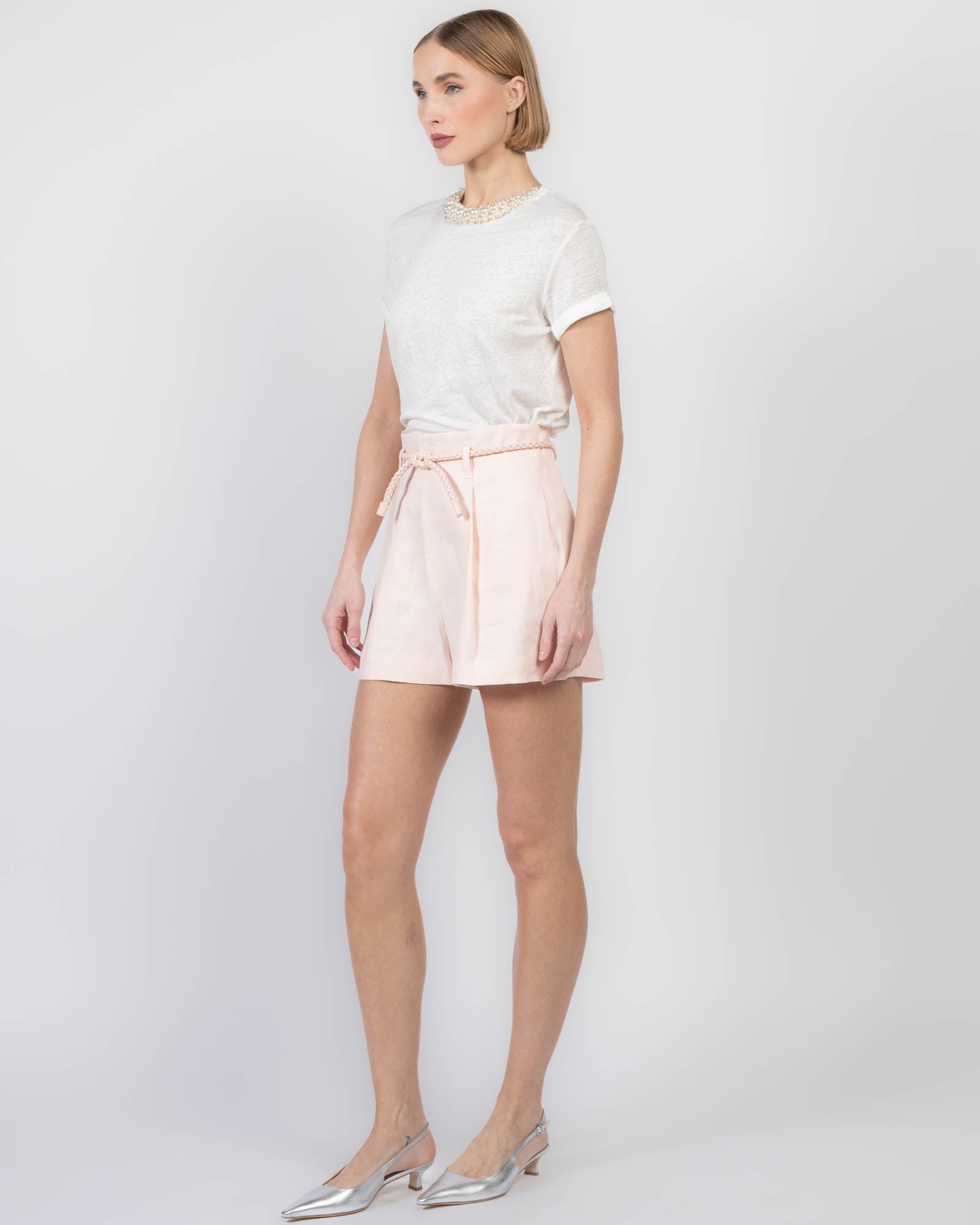 Short en lin avec plis
