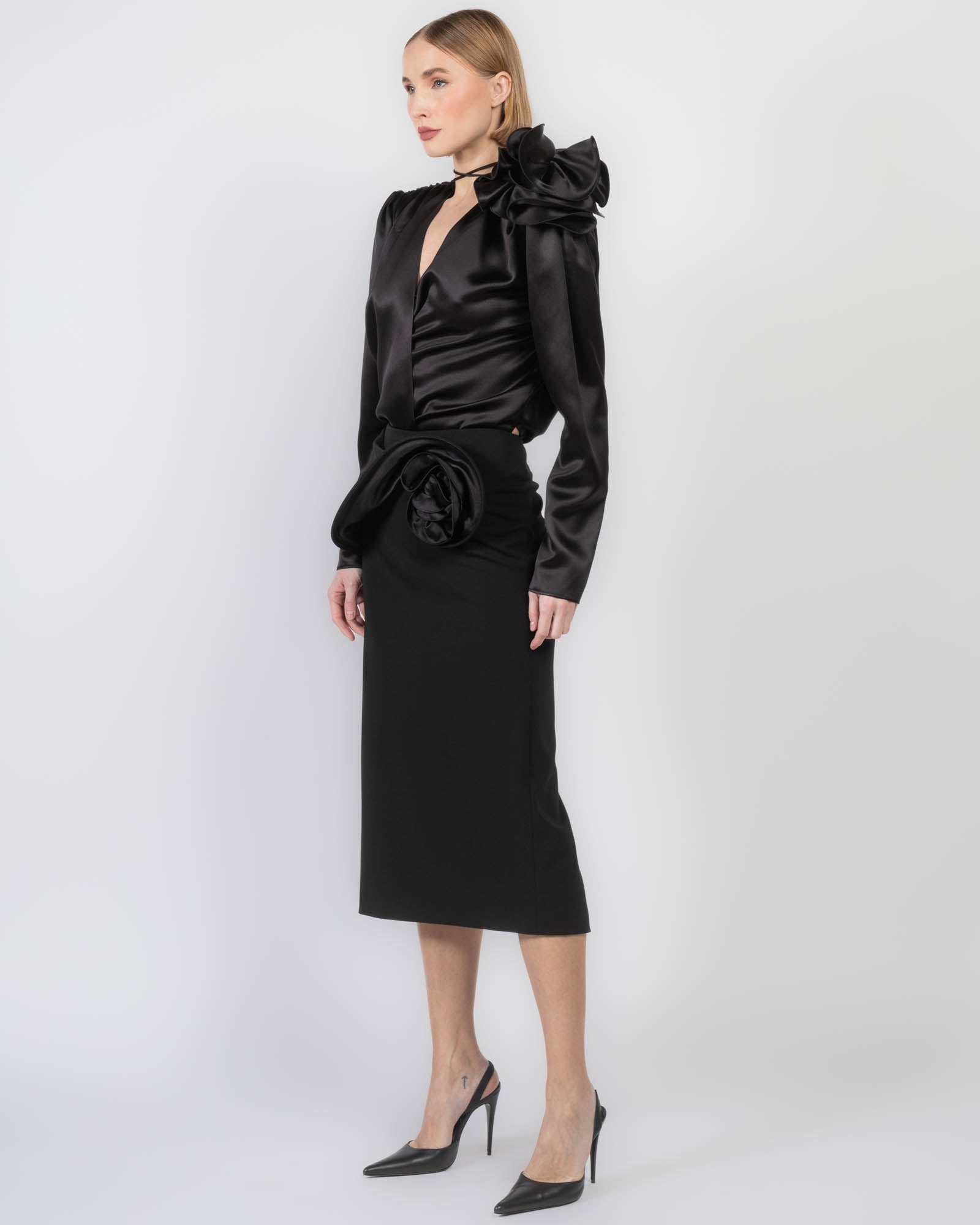 Chemisier à fleurs froncées