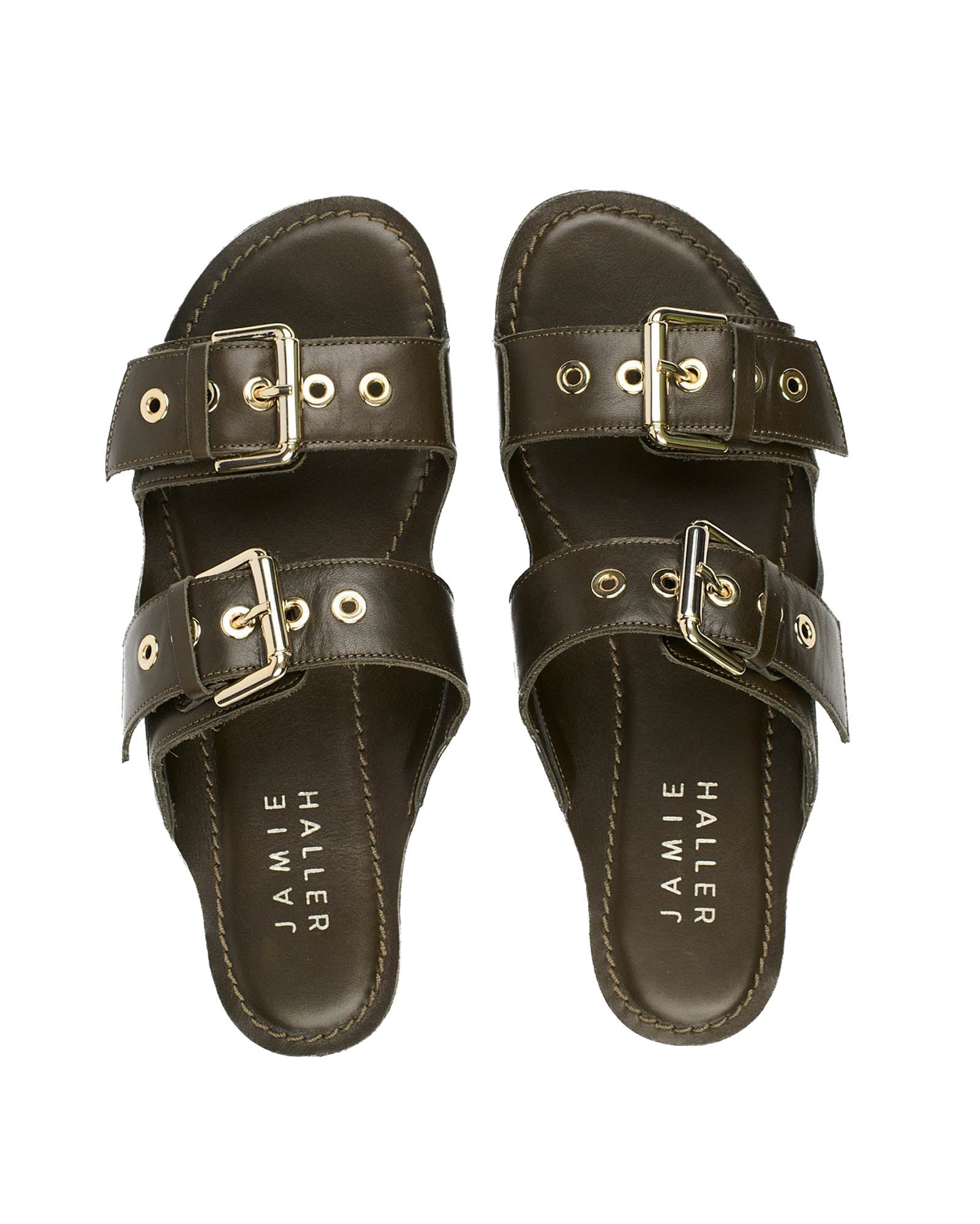 Double Buckle Slide Sandals