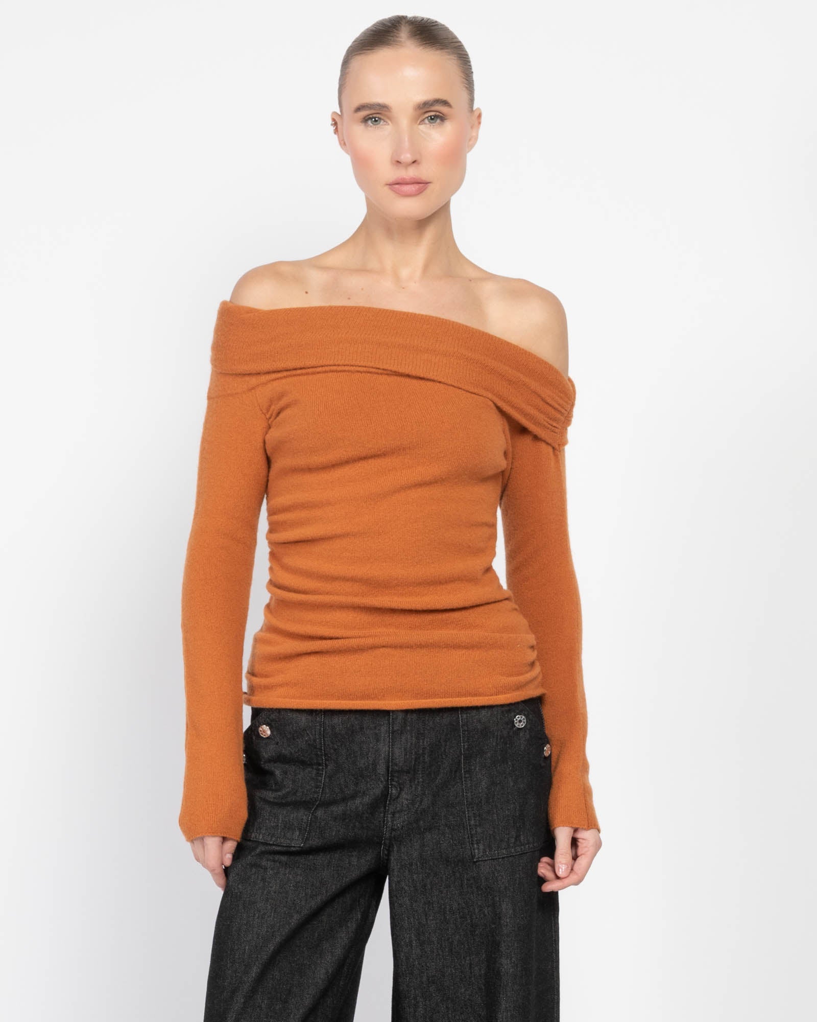 THE SEI Long Sleeved Off-Shoulder Sweater