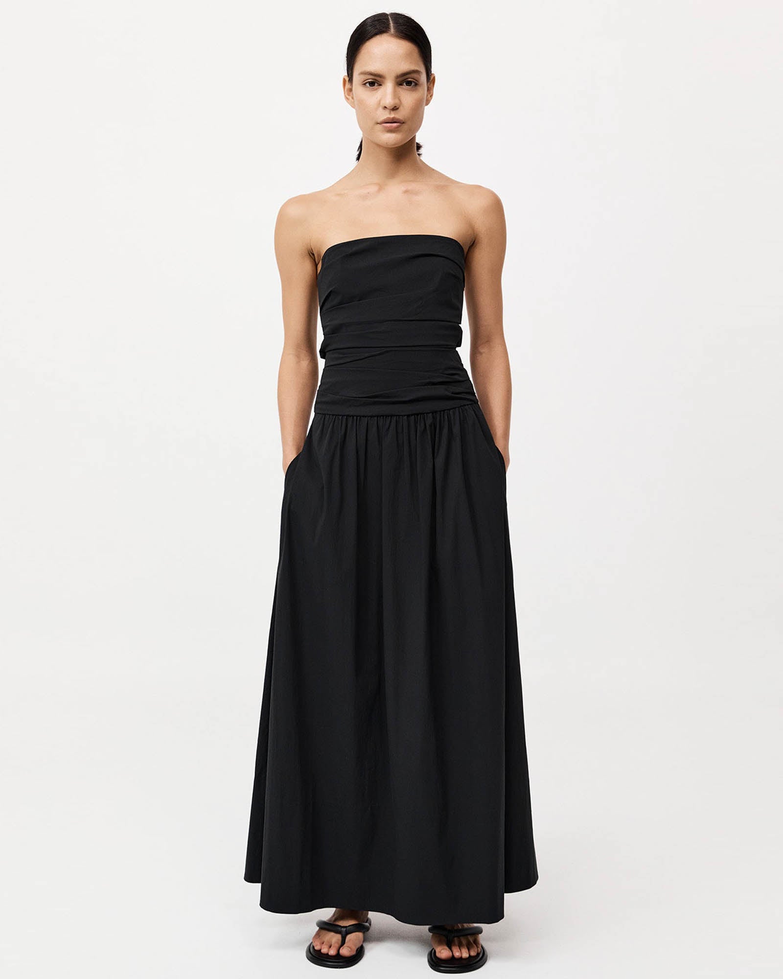 Gather Strapless Tie Dress