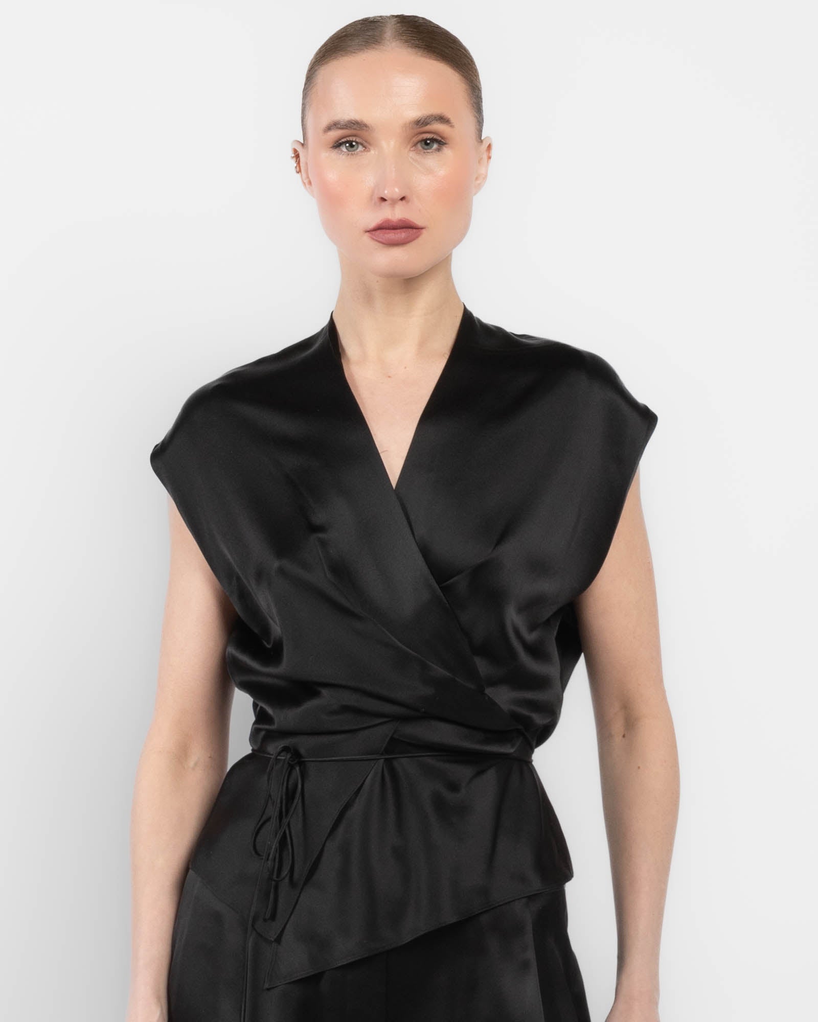 Drape Sleeve Wrap Blouse