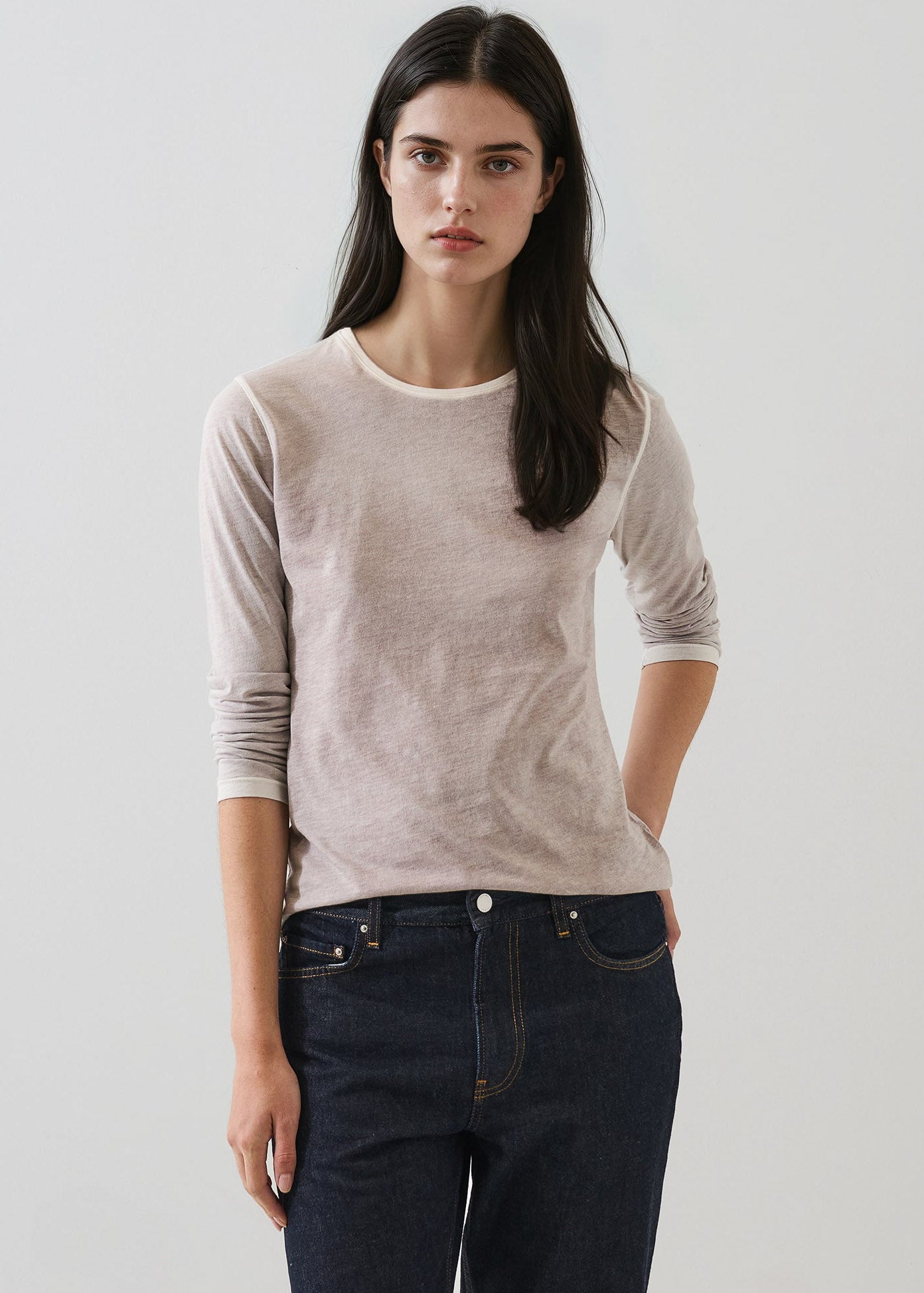 Long Sleeve Reverse Spray Crewneck