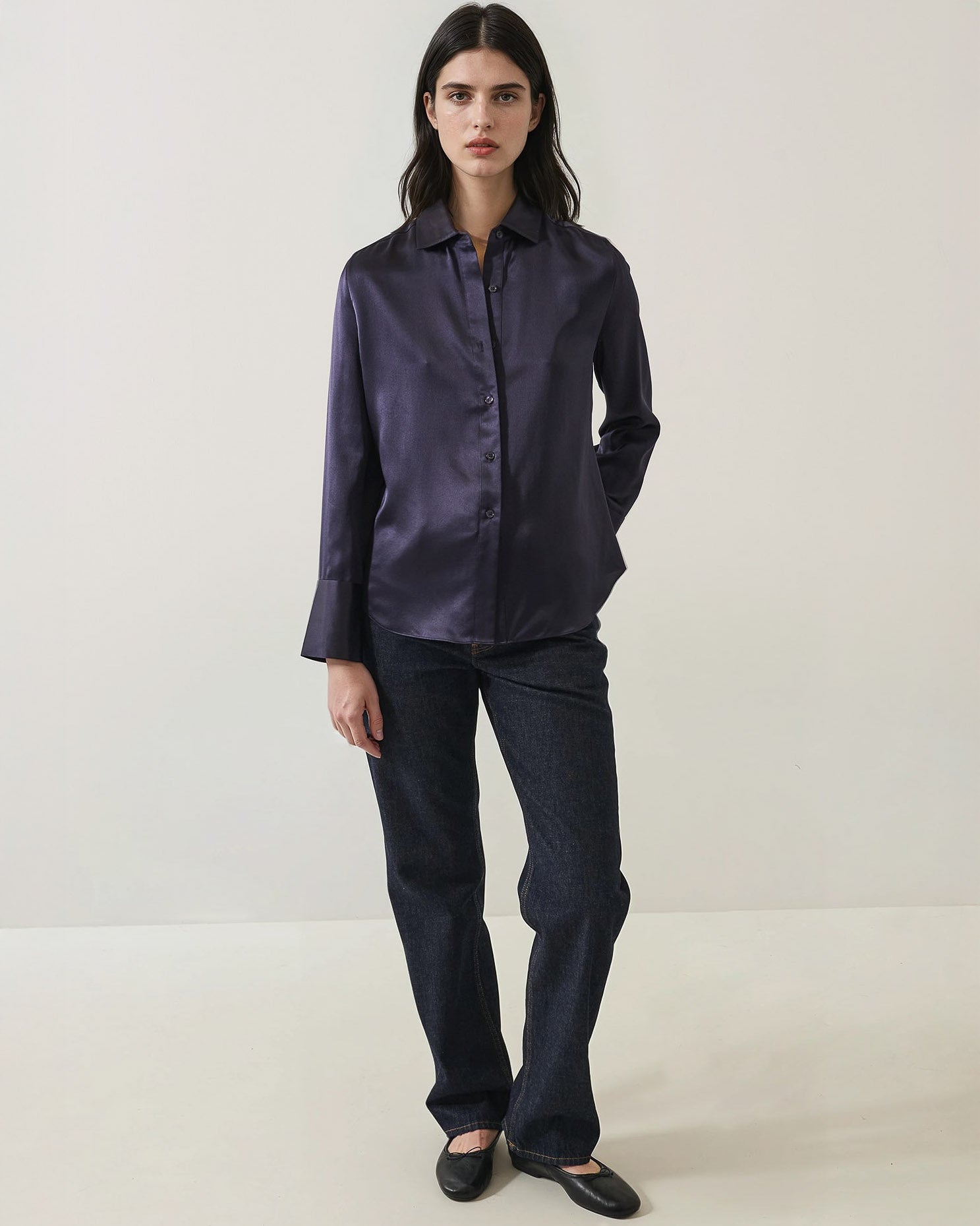 Long Silk Satin Shirt