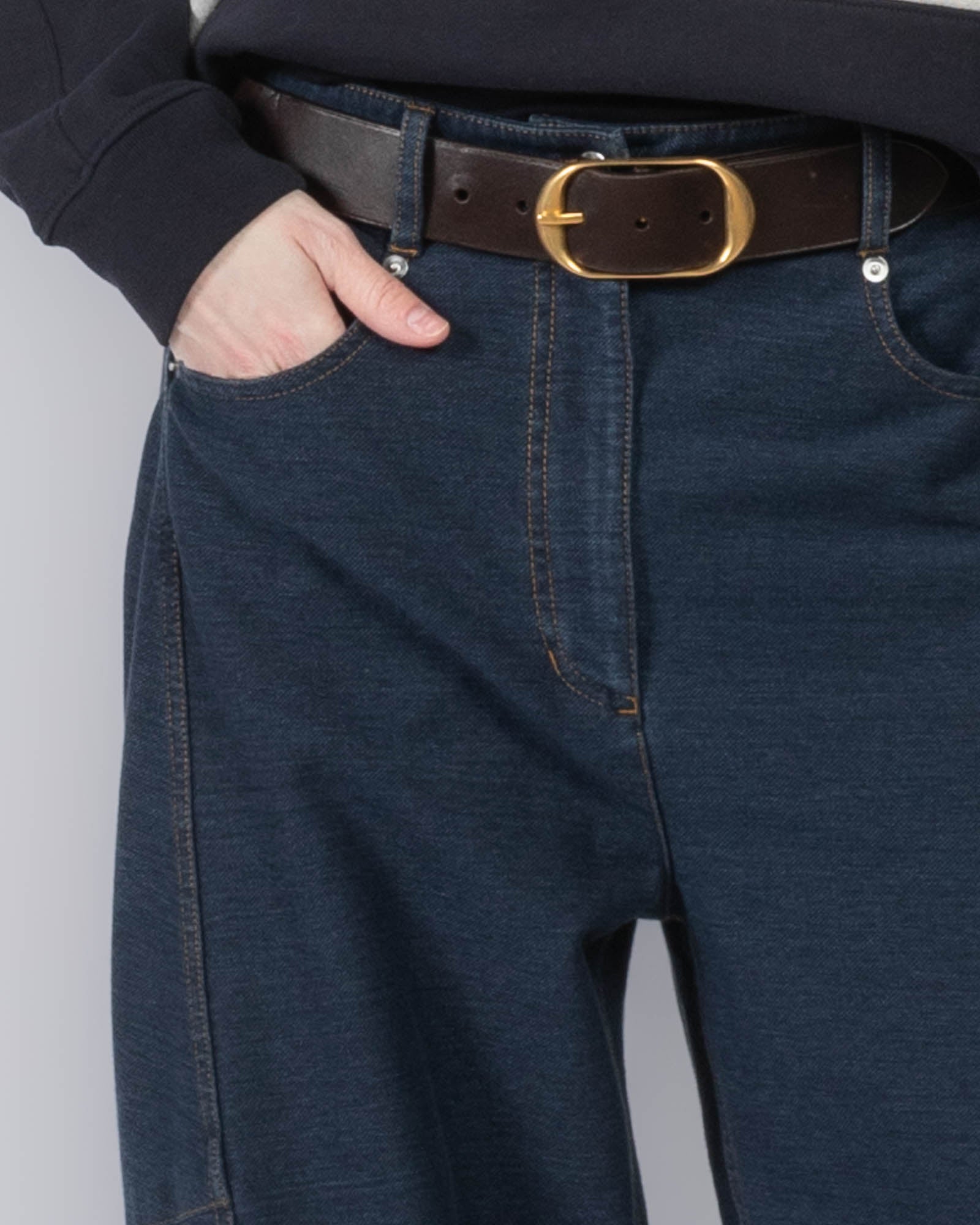 Barrel Denim Knit Jeans