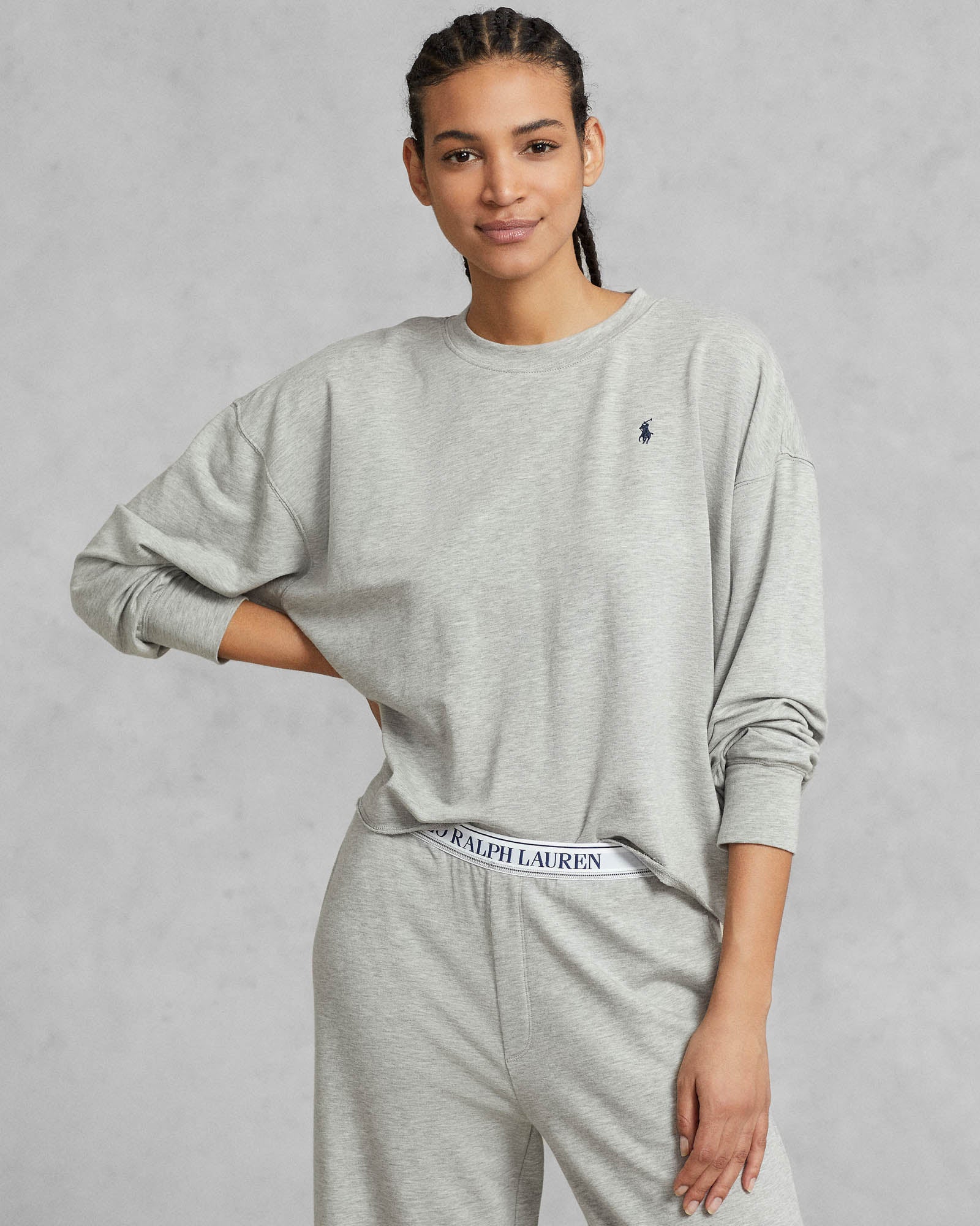 Ensemble pantalon large à col ras du cou