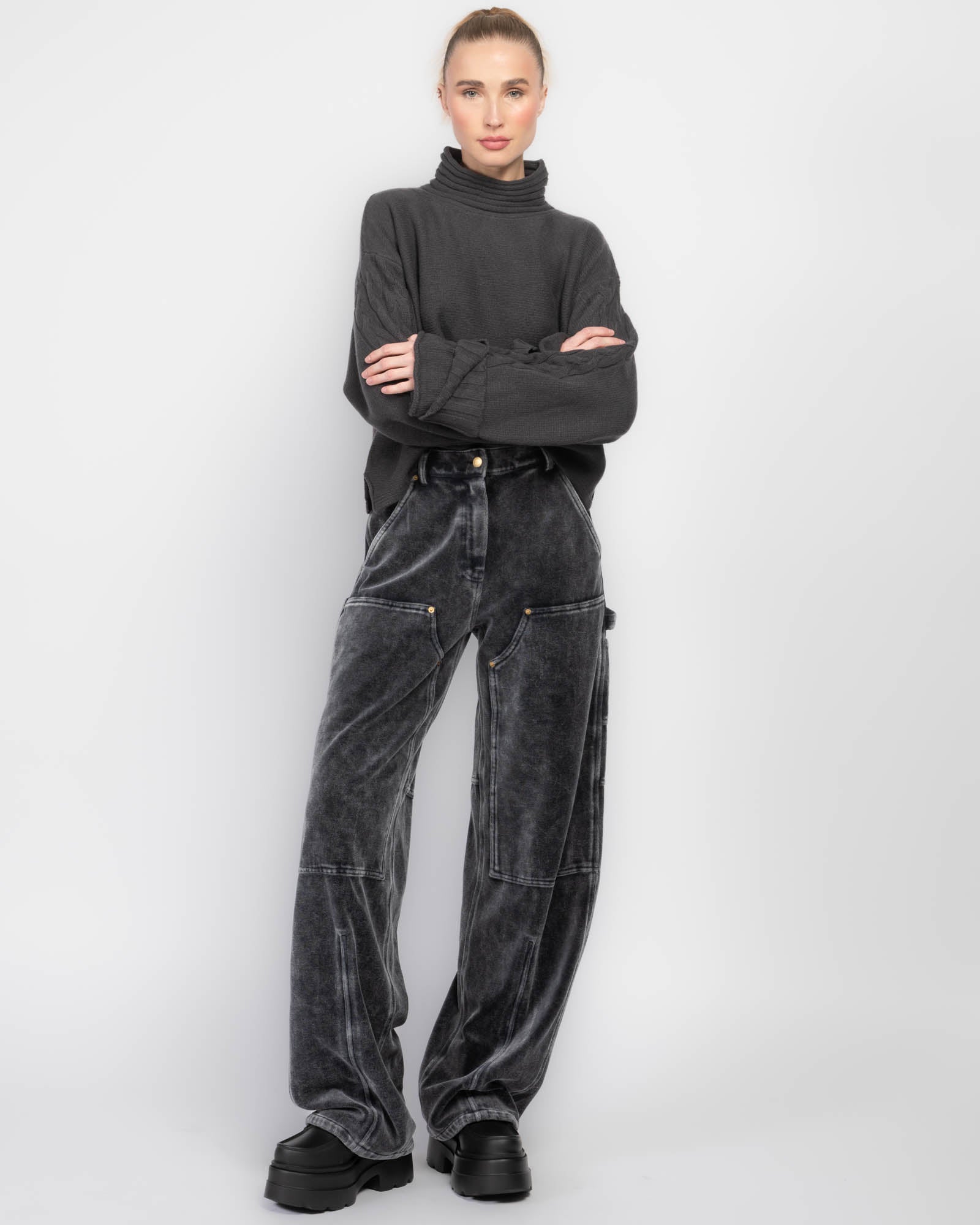 Double Cuff Crop Sweater