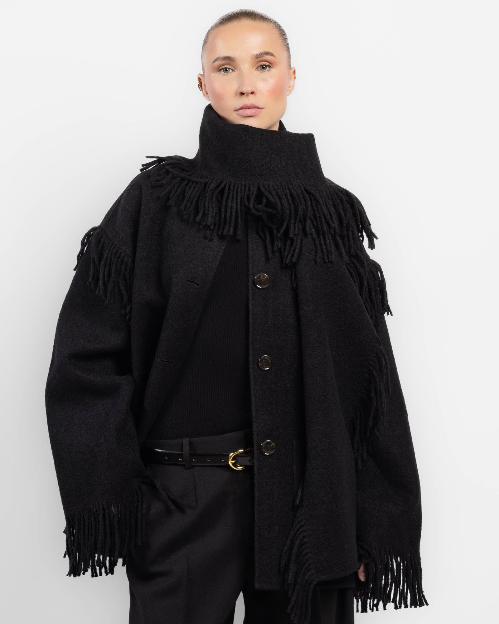 Veste écharpe à franges