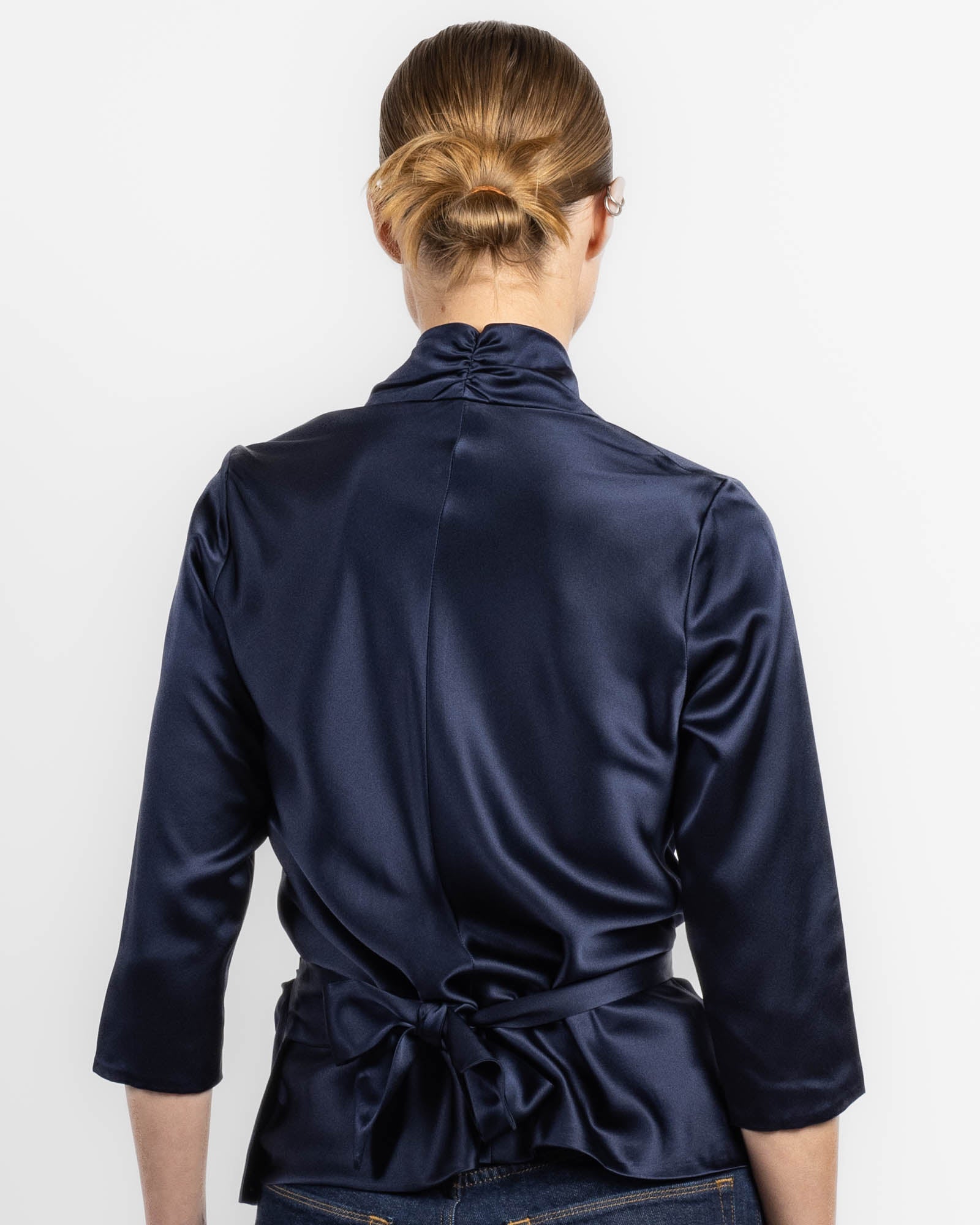 Three-Quarter Sleeve Wrap Top