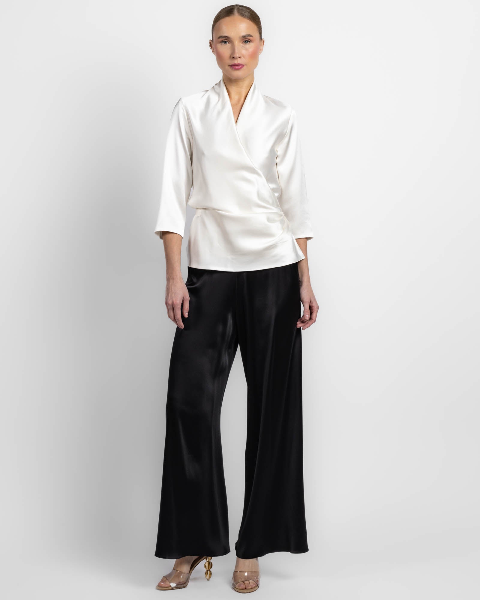 Three-Quarter Sleeve Wrap Top