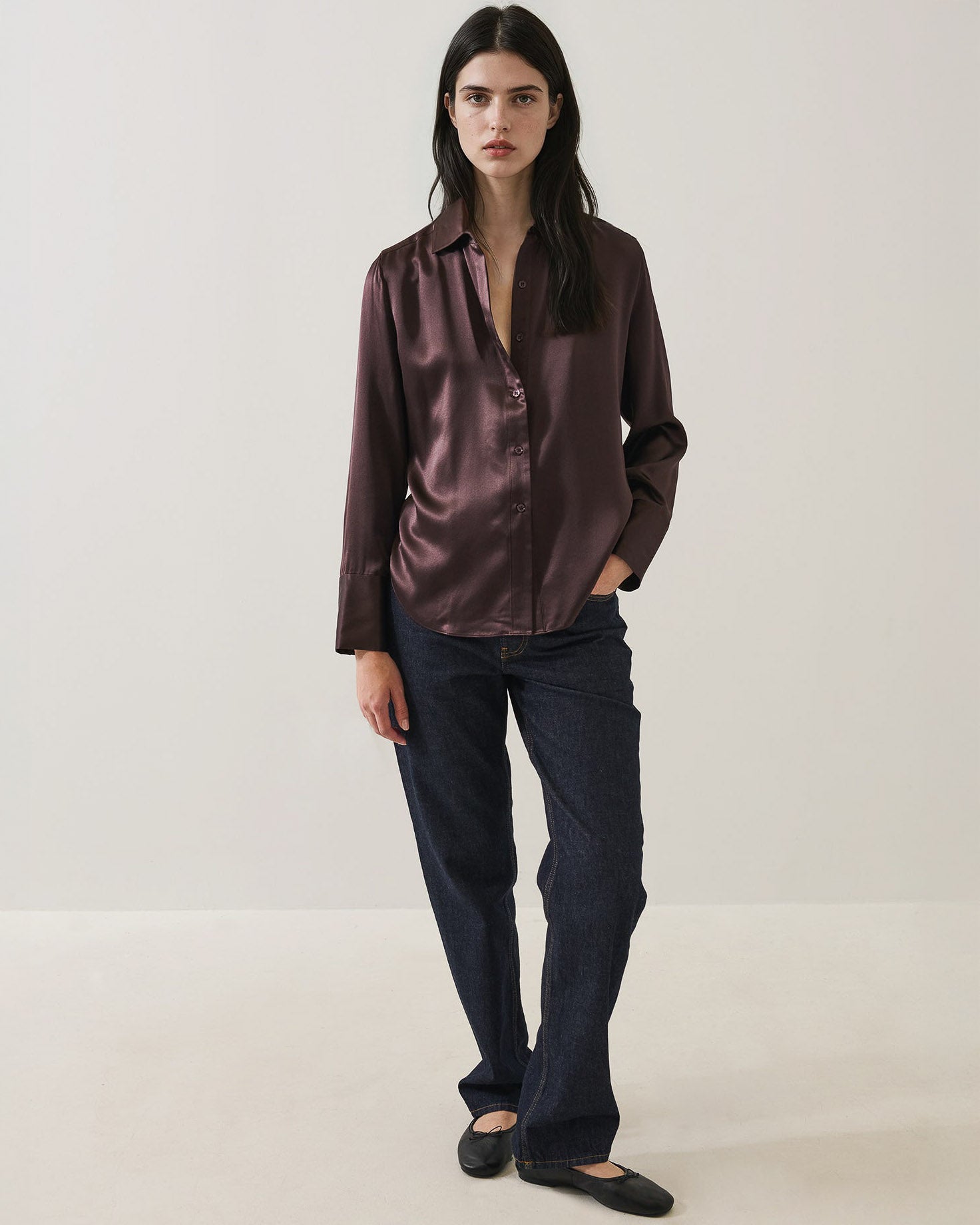Long Silk Satin Shirt