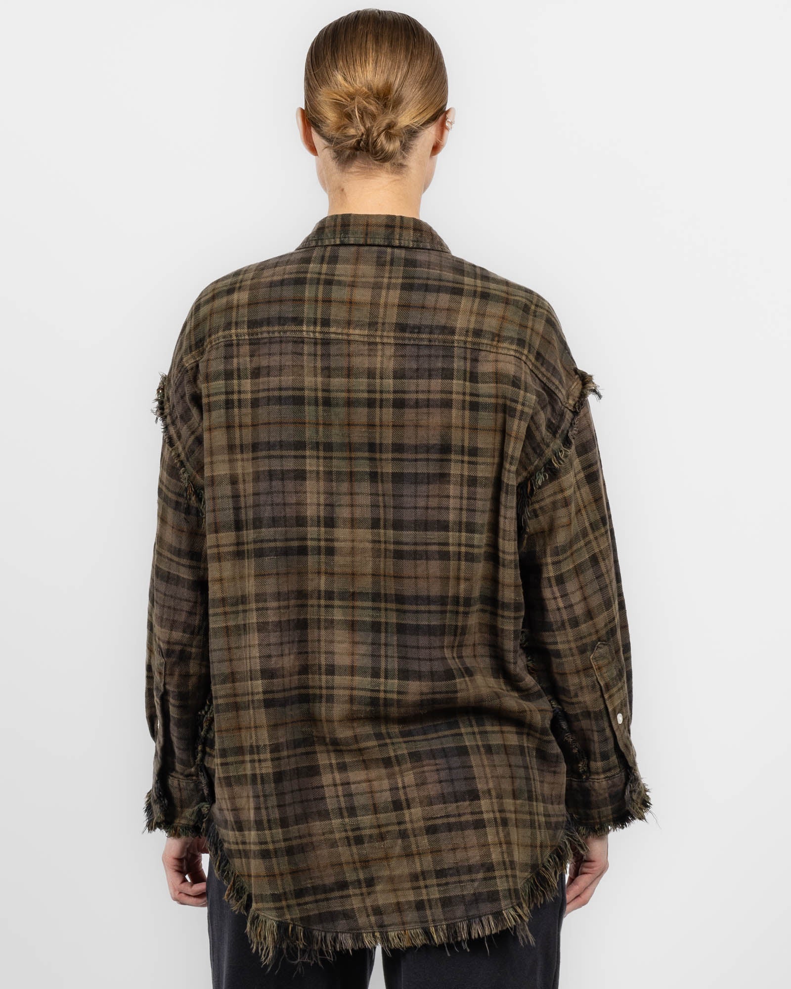 Shredded Seam Drop Neck Shirt
